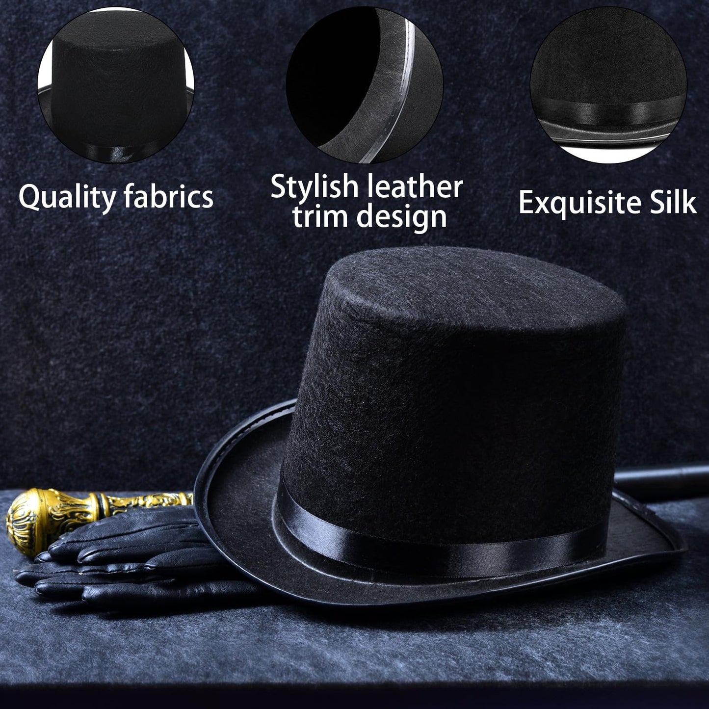 Eerrhhaq 3 Pack Black Felt Top Hats for Kids | Magician & Victorian Costume Hats