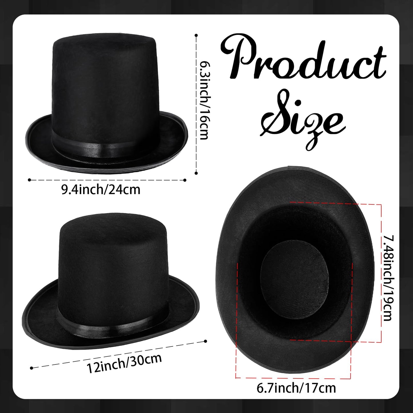 Eerrhhaq 3 Pack Black Felt Top Hats for Kids | Magician & Victorian Costume Hats