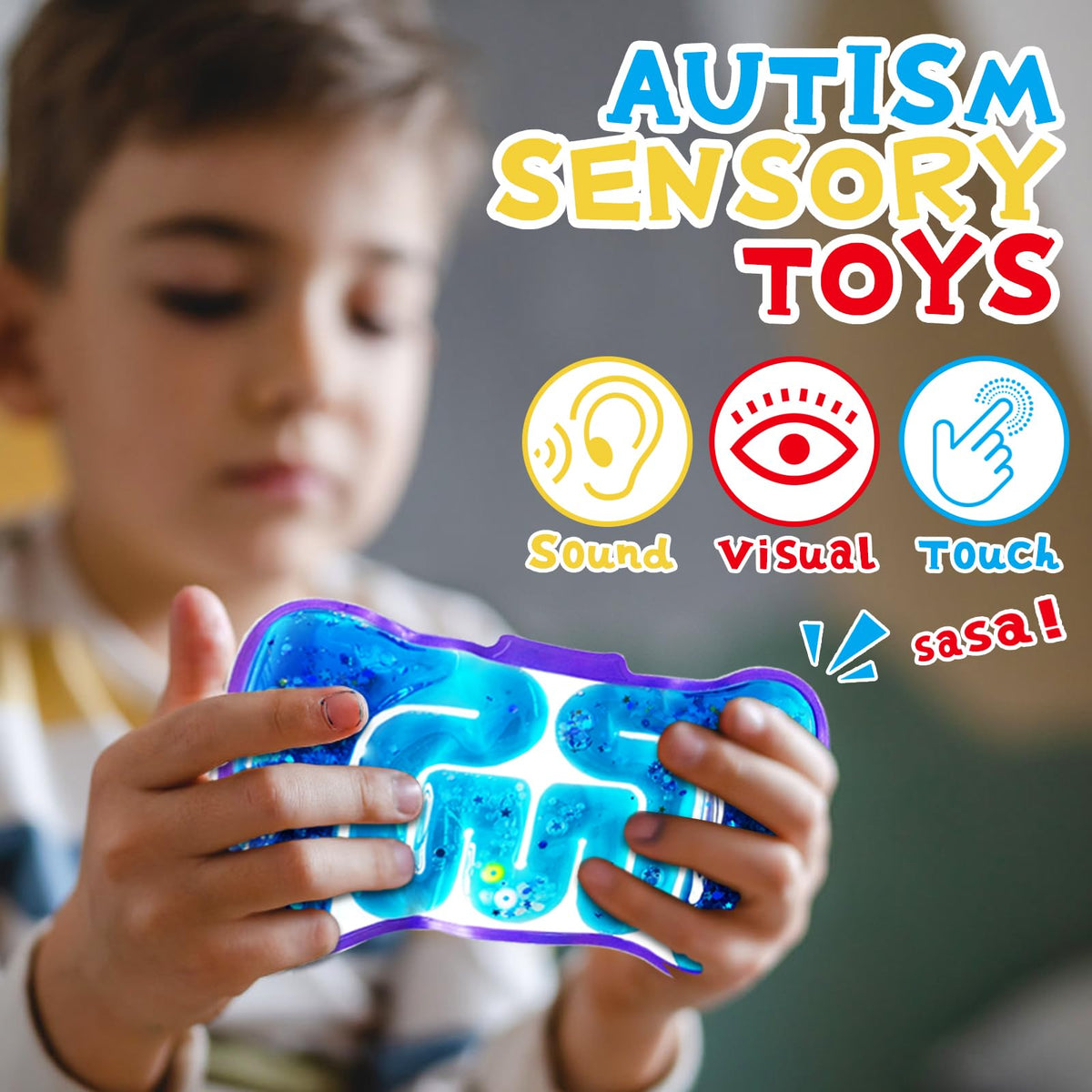 Eerrhhaq 8-Pack Squeeze Fidget Toys — Sensory Tubes with Maze Beads, Goo & Glitter