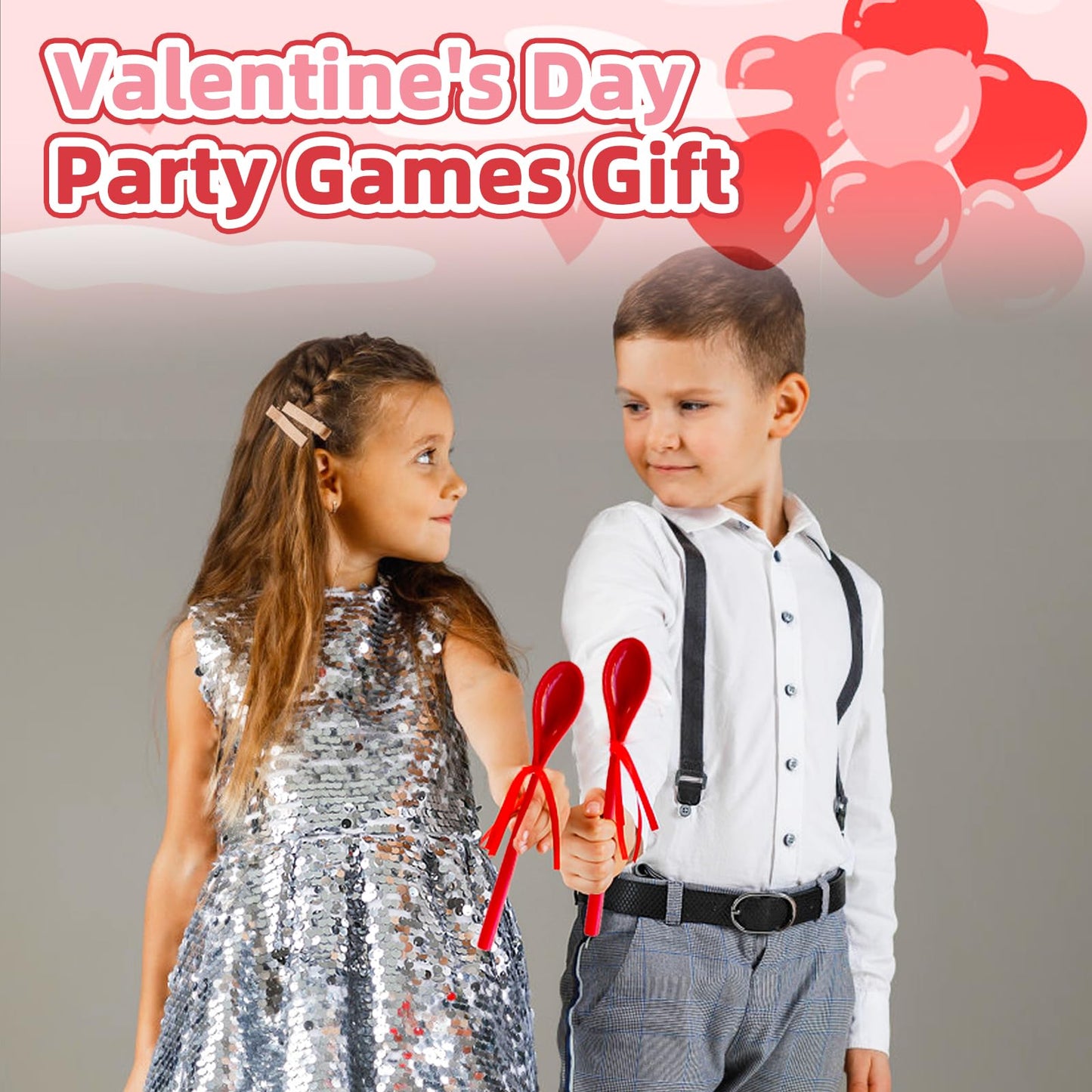 Eerrhhaq Valentine Spoon Relay Race Set – 24 Pack Heart Ball Game for Kids & Adults