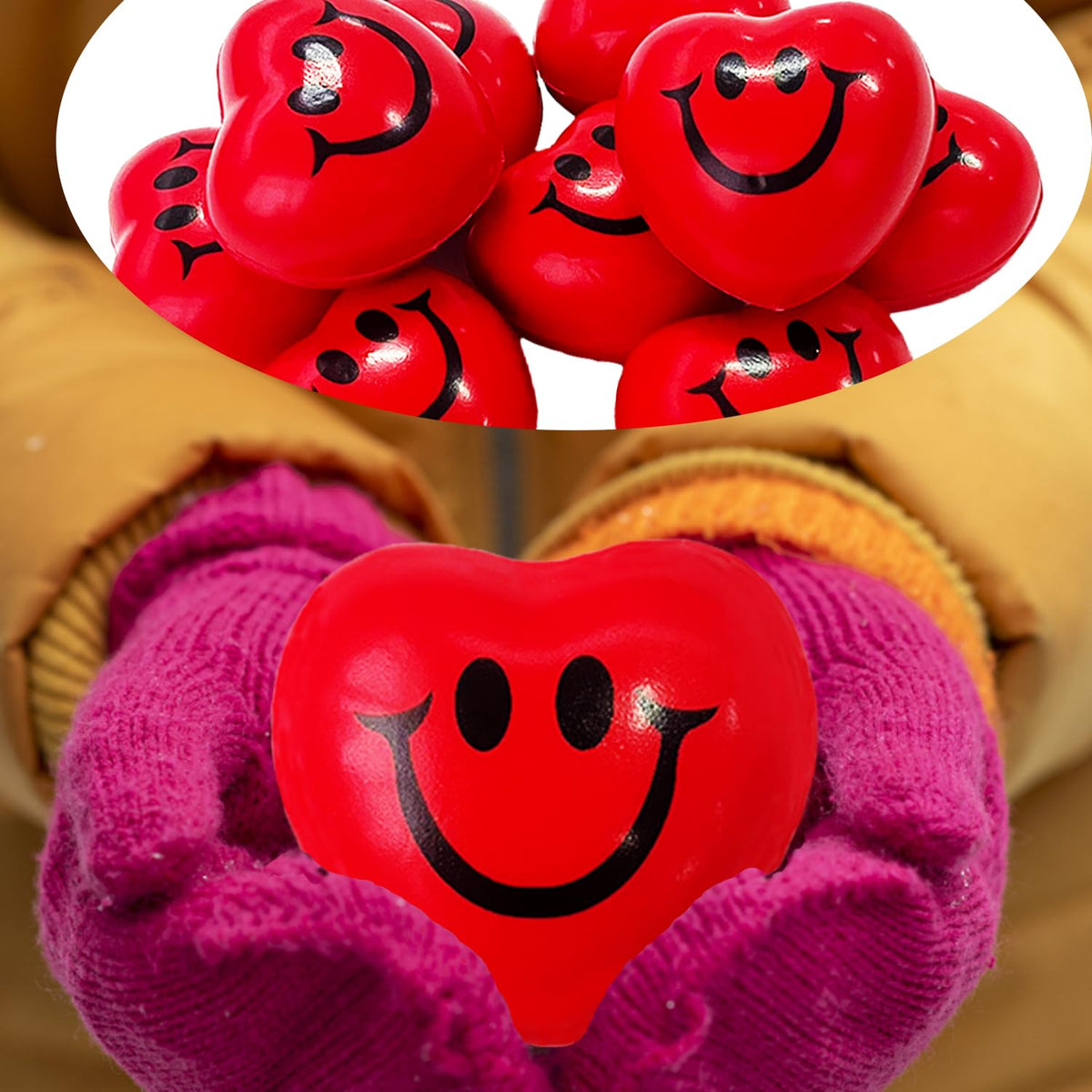 Eerrhhaq 24-Pack Valentines Day Heart Stress Balls – Red Smile Face Foam Balls for All Ages