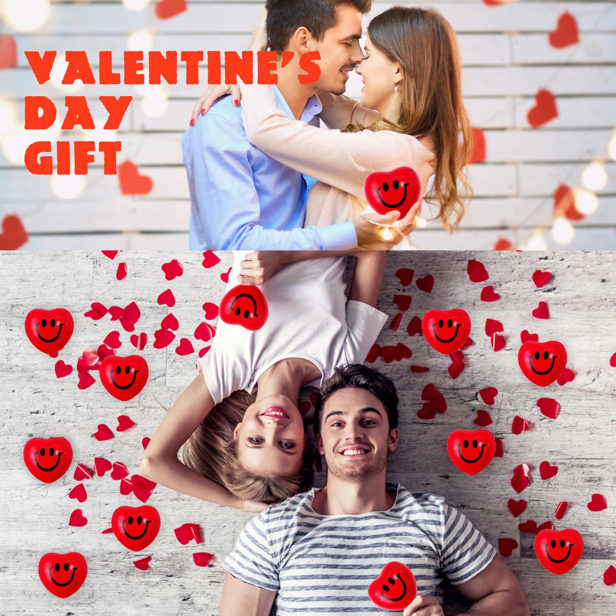 Eerrhhaq 24-Pack Valentines Day Heart Stress Balls – Red Smile Face Foam Balls for All Ages