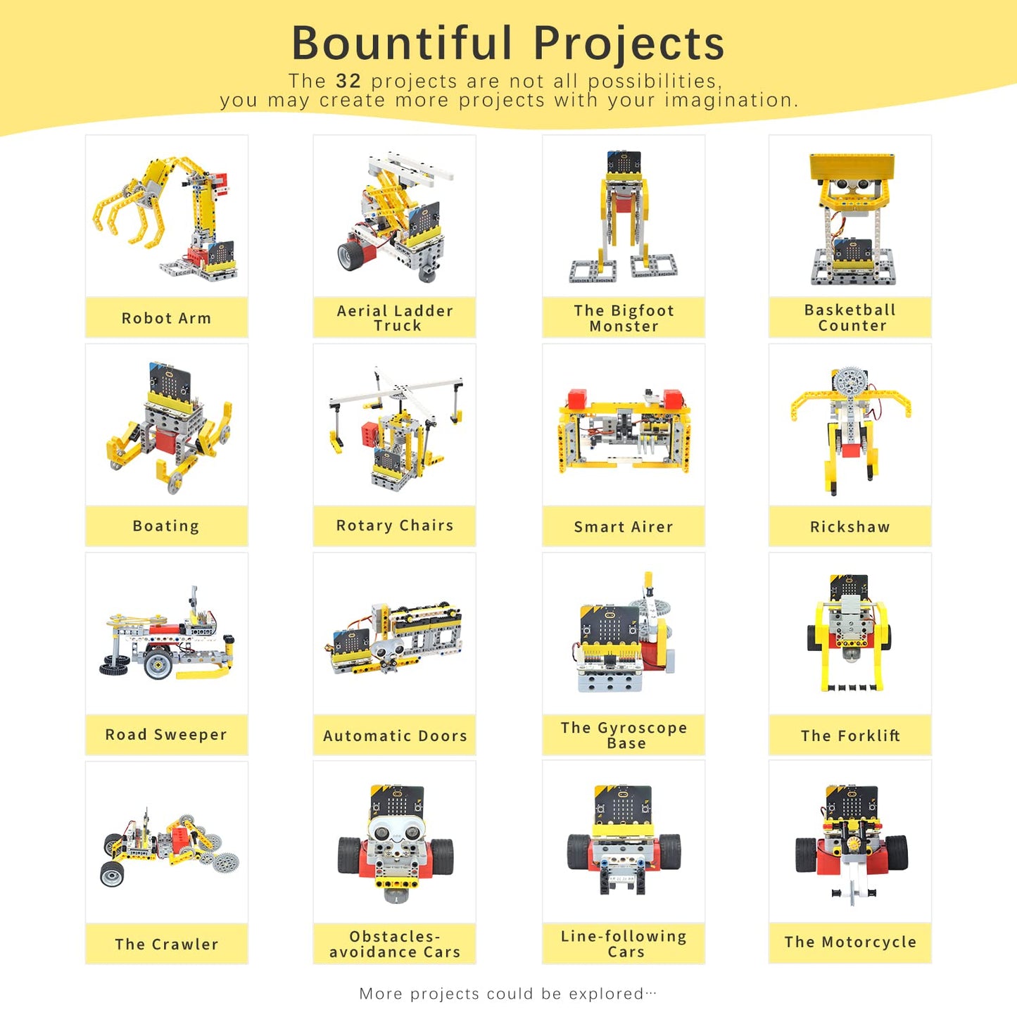 EF ELECFREAKS microbit 32-in-1 Wonder Sensor Kit — Makecode Programmable with Wukong Expansion Board (Without Micro:bit)