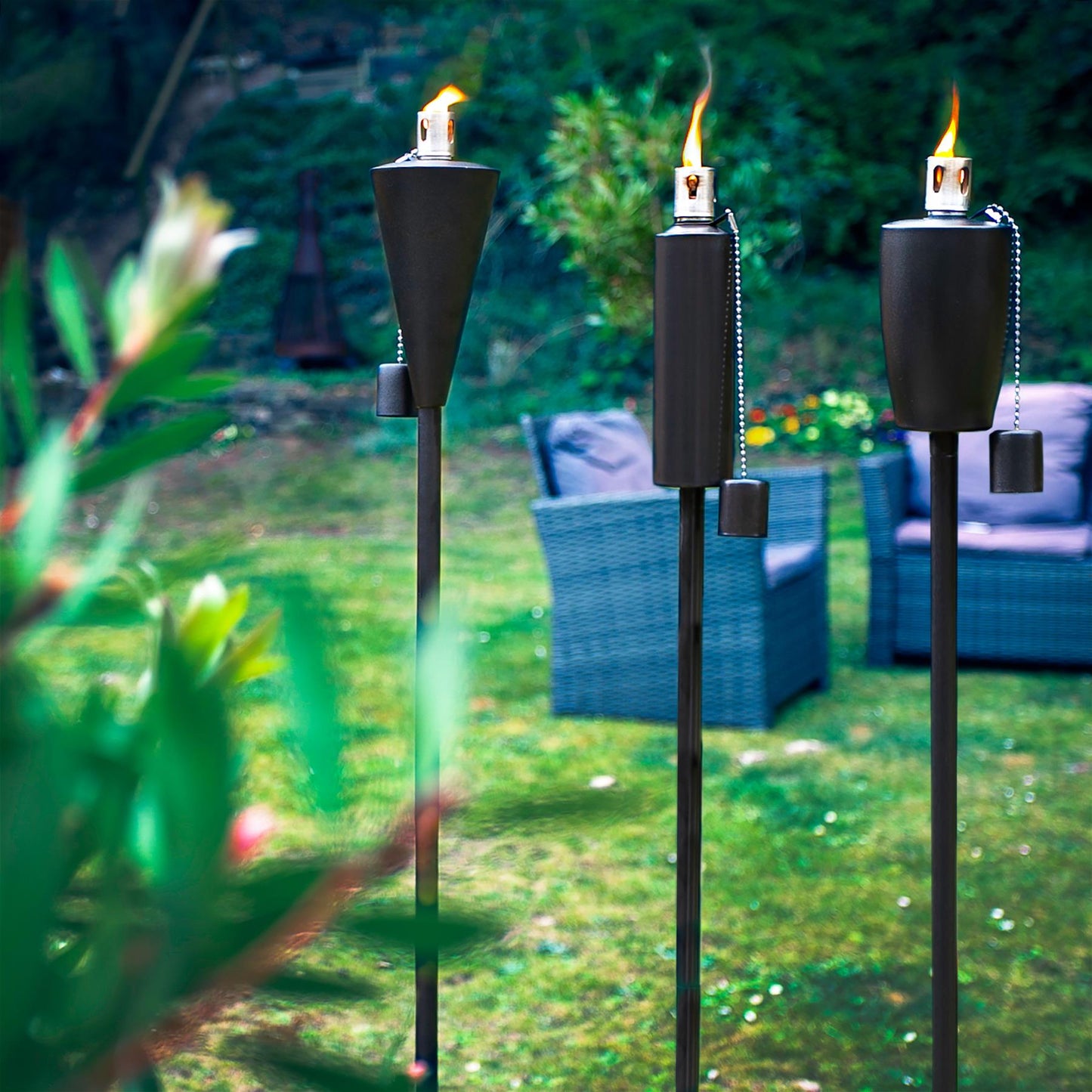 1.46m Metal Cone Garden Fire Torches - Pack of 2