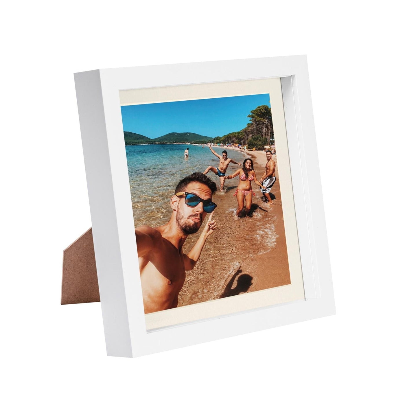 8" x 8" White 3D Box Photo Frame with 6" x 6" Mount