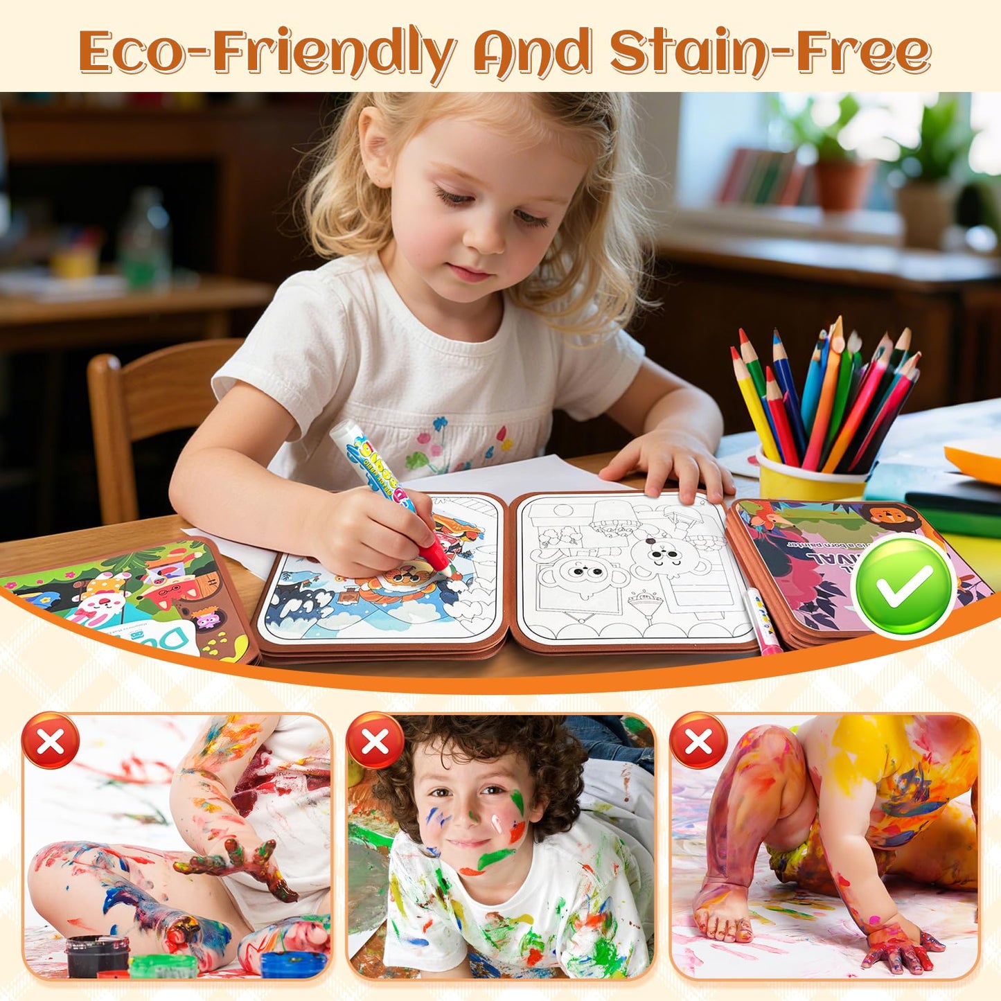 EFCRBS Reusable Water Painting Books for Kids – 4 Pack with Water Pens (Animal, Ocean, Fairy Tales)