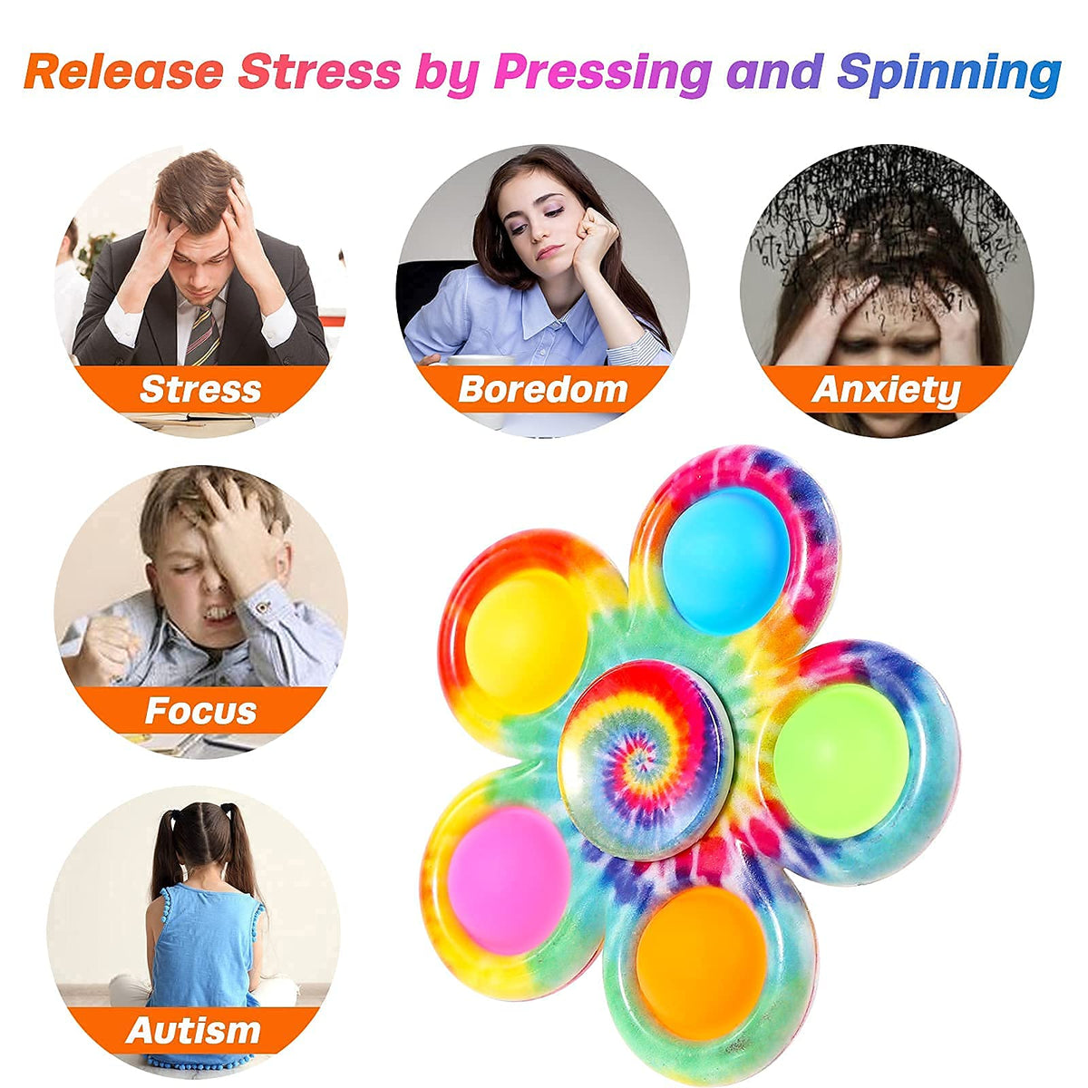 Effacera 12-Pack Fidget Spinners for Kids & Adults | Stress Relief, ADHD, Classroom Prizes