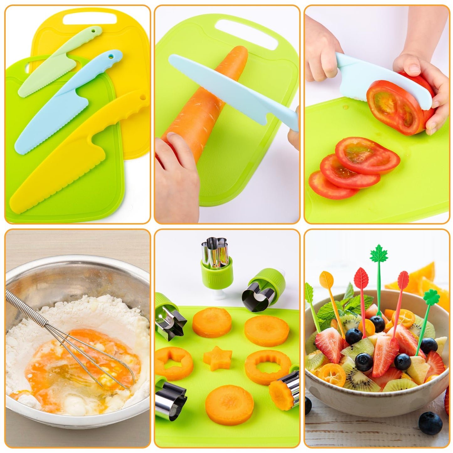 EFO SHM 52 PCS Kids Cooking Sets — Montessori Pretend Play Kitchen Toys with Chef Hat & Apron