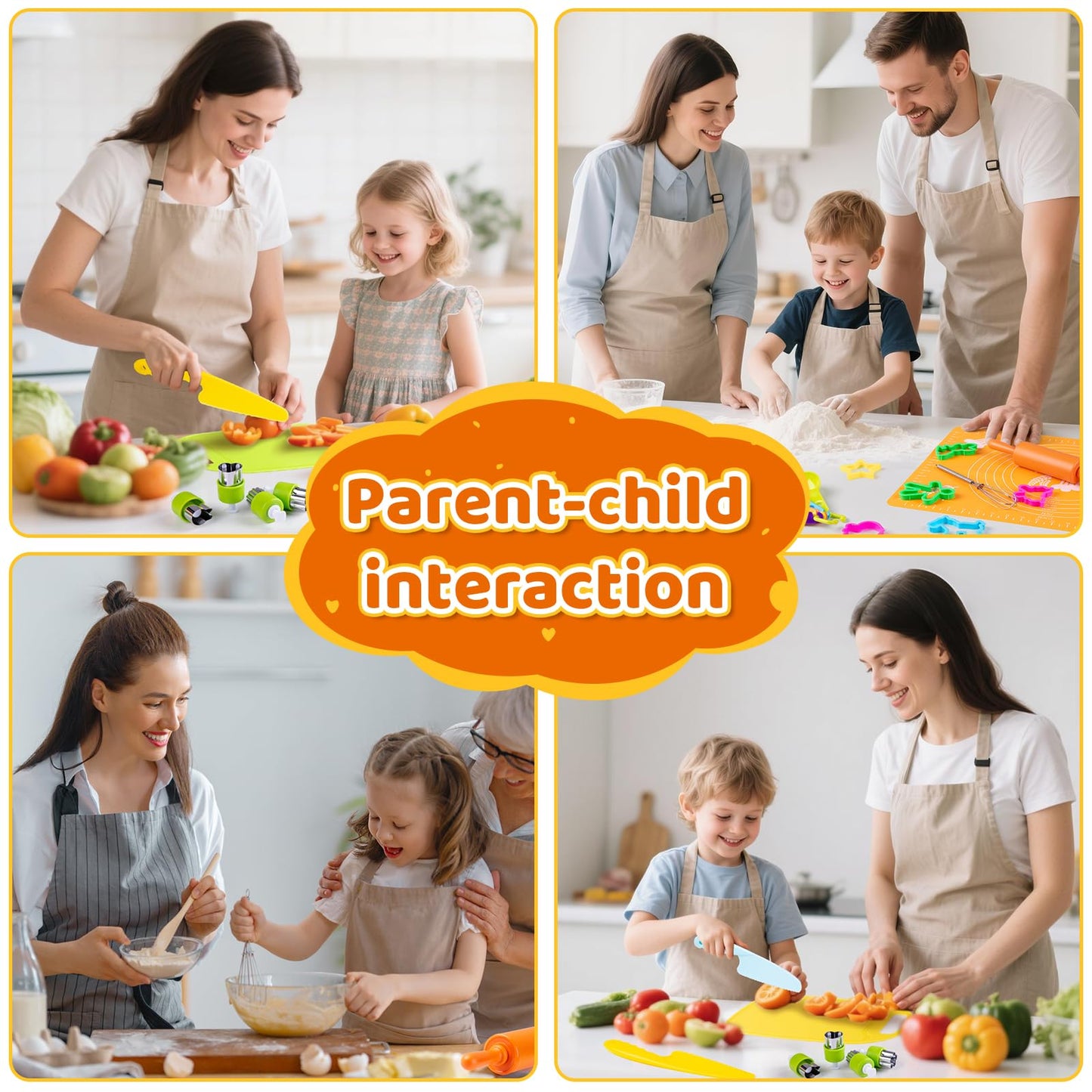 EFO SHM 52 PCS Kids Cooking Sets — Montessori Pretend Play Kitchen Toys with Chef Hat & Apron