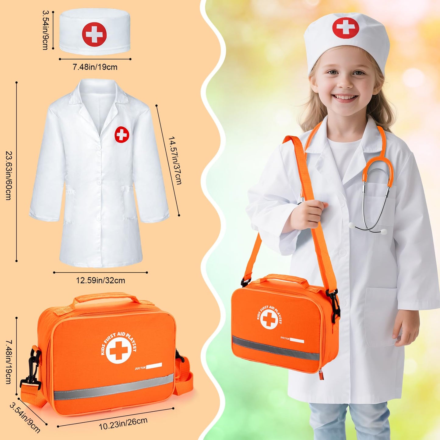 EFO SHM Dentist Play Set for Kids 3-5 — Wooden Doctor Kit, 33 Pcs, Stethoscope & Braces