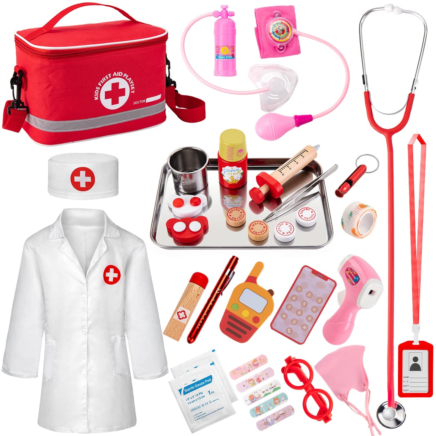 EFO SHM Doctor Kit for Kids – 34-Piece Doctor Playset with Stethoscope & Storage Tote