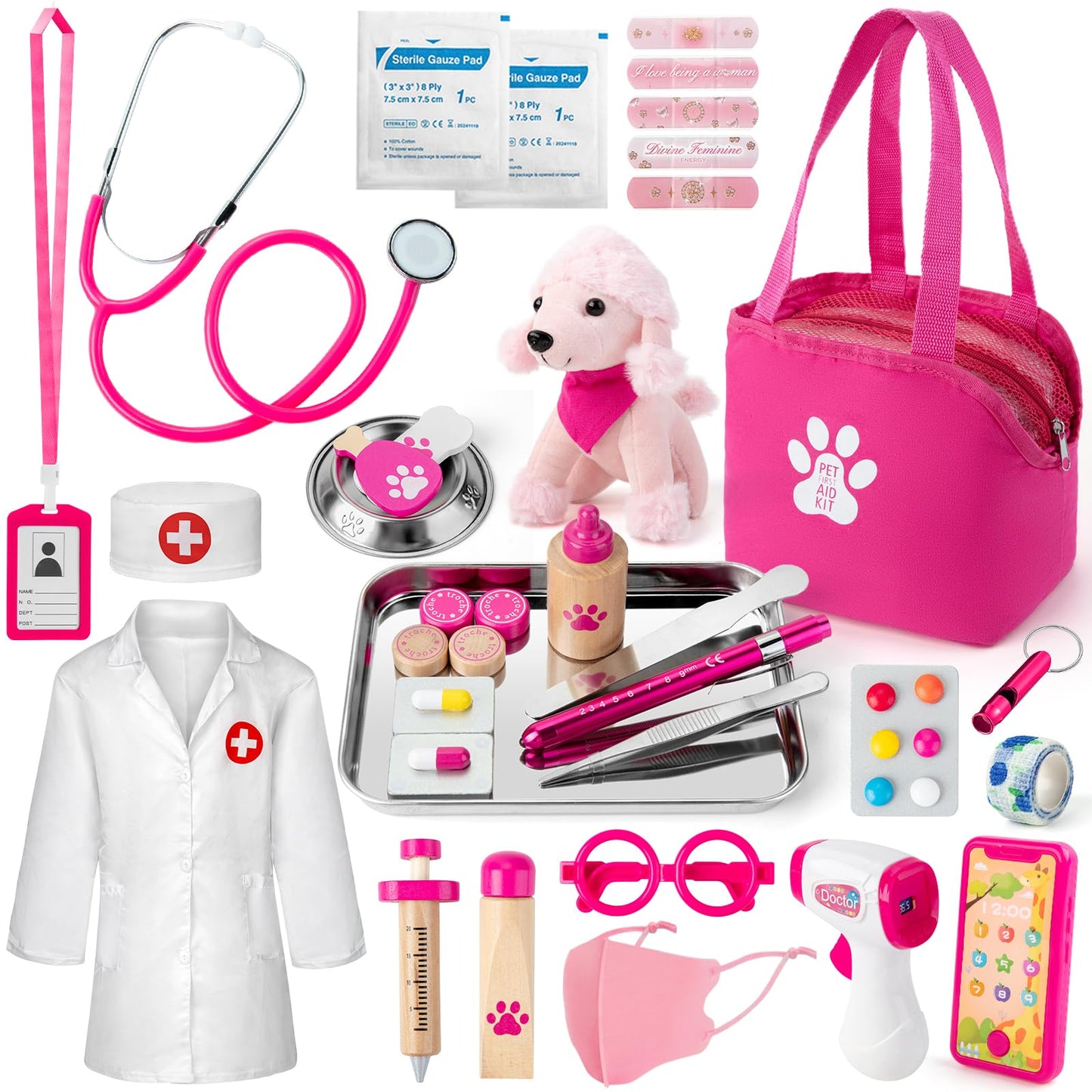 EFO SHM Doctor Kit for Girls — 36-Piece Vet Playset with Stethoscope