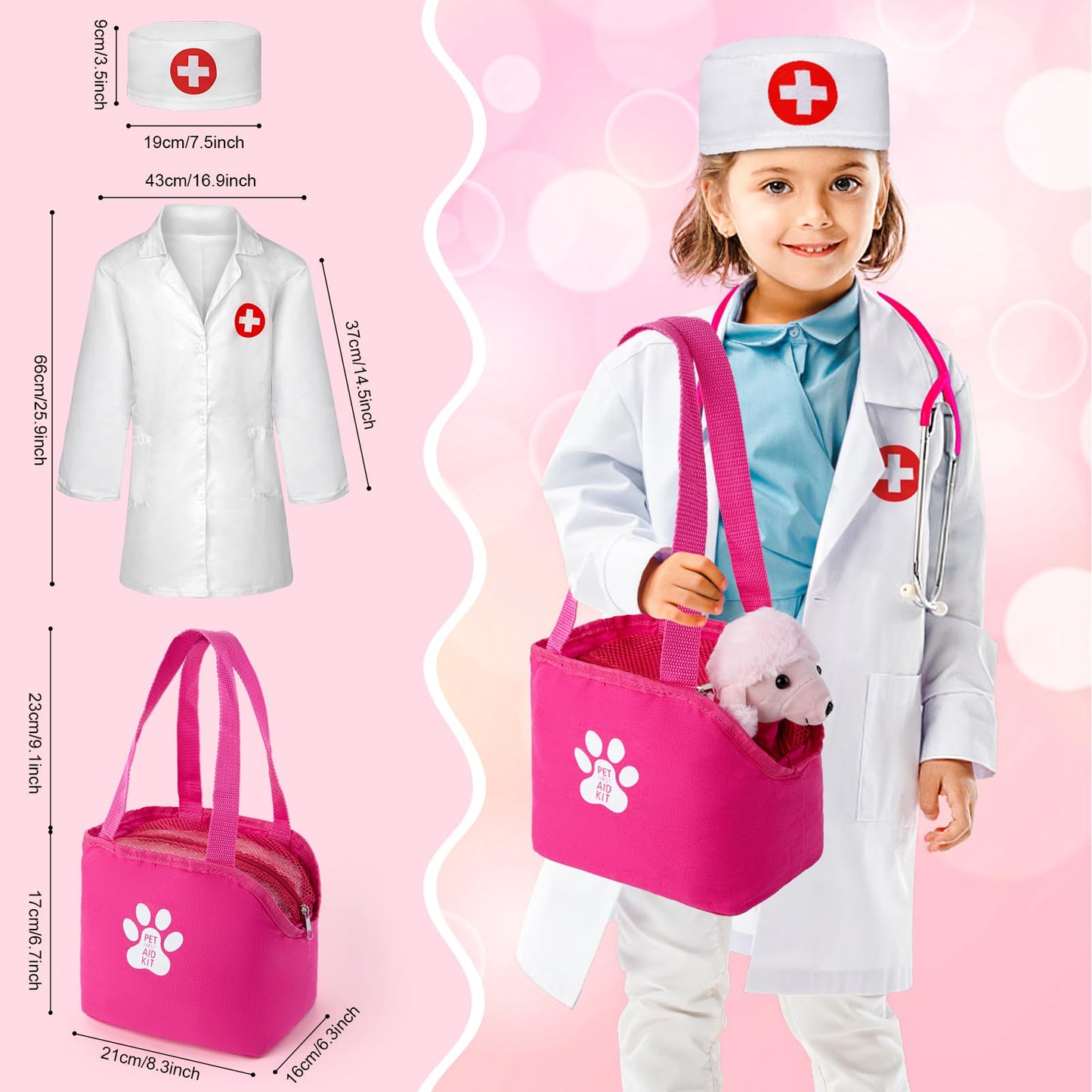 EFO SHM Doctor Kit for Girls — 36-Piece Vet Playset with Stethoscope