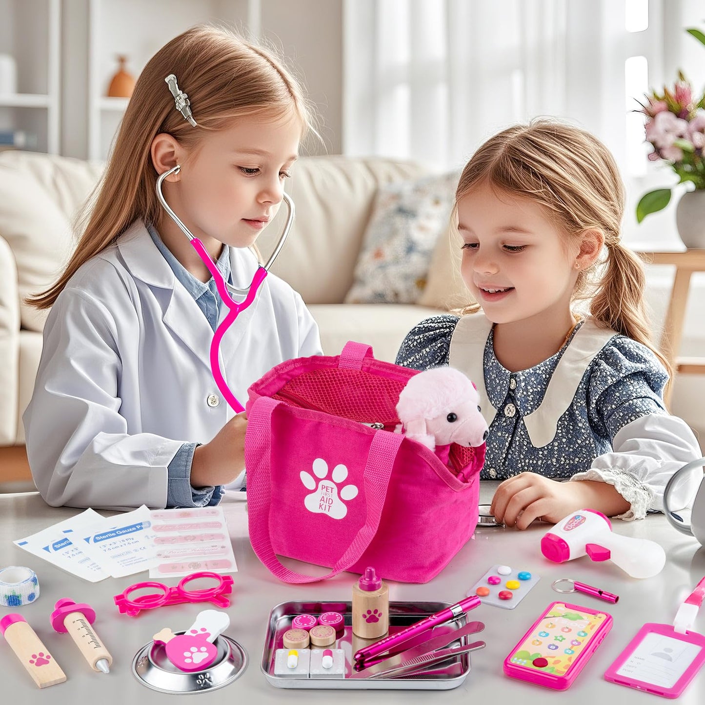 EFO SHM Doctor Kit for Girls — 36-Piece Vet Playset with Stethoscope