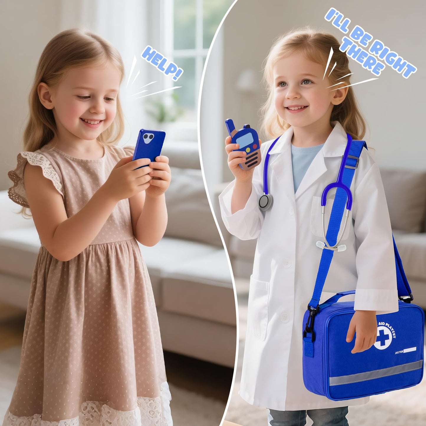 EFO SHM Doctor Kit for Kids – 35 Pcs Pretend Play Set with Realistic Heartbeat Stethoscope & Storage Bag