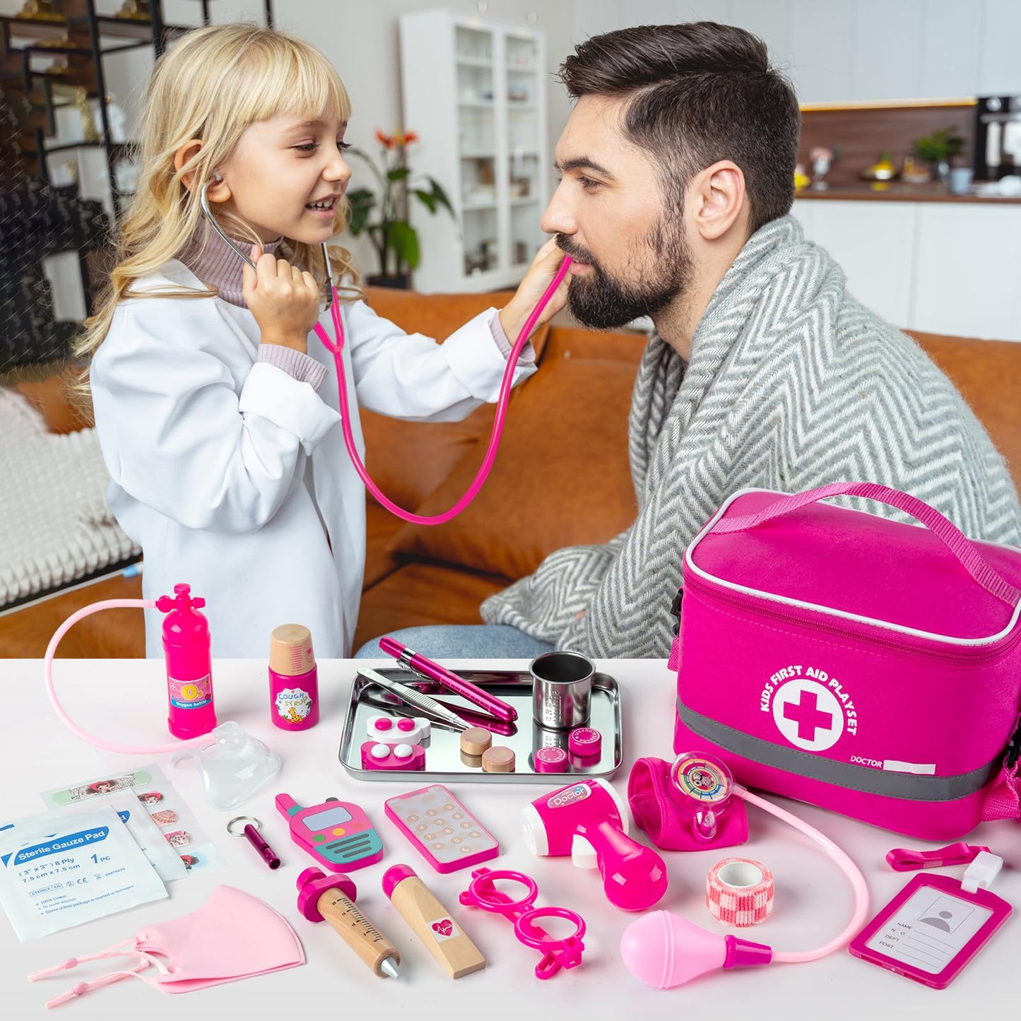 EFO SHM Doctor Kit for Kids – 34-Piece Pretend Play with Real Stethoscope