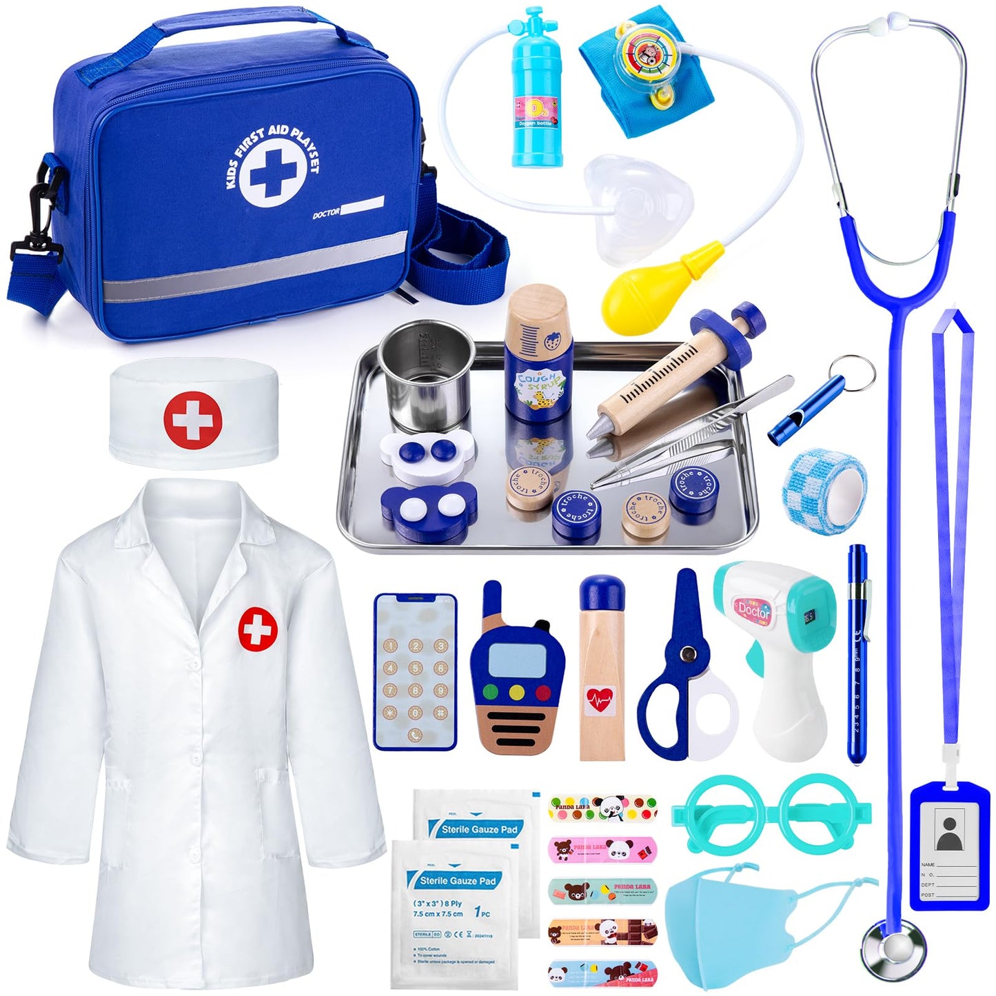 EFO SHM Doctor Kit for Kids – 35 Pcs Pretend Play Set with Realistic Heartbeat Stethoscope & Storage Bag