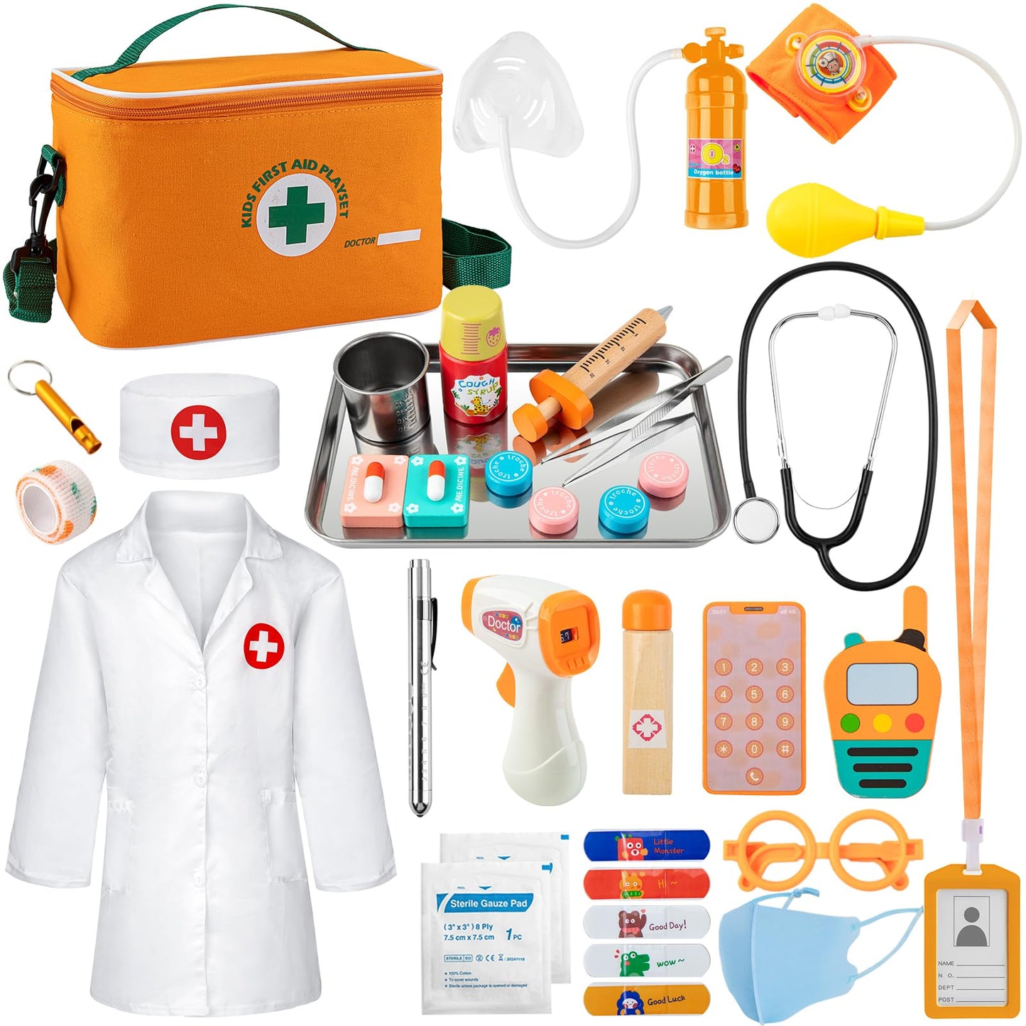 EFO SHM Doctor Kit for Kids - 34-Piece Playset with Stethoscope & Storage Bag