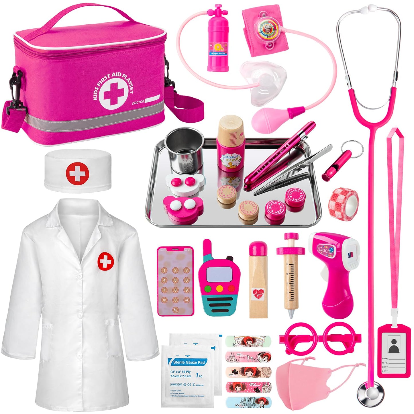 EFO SHM Doctor Kit for Kids – 34-Piece Pretend Play with Real Stethoscope