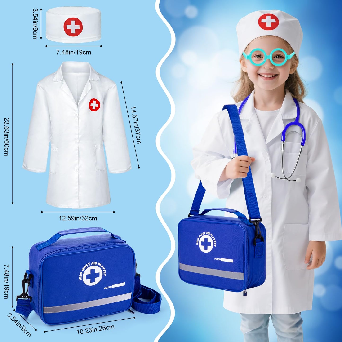 EFO SHM Doctor Kit for Kids – 35 Pcs Pretend Play Set with Realistic Heartbeat Stethoscope & Storage Bag