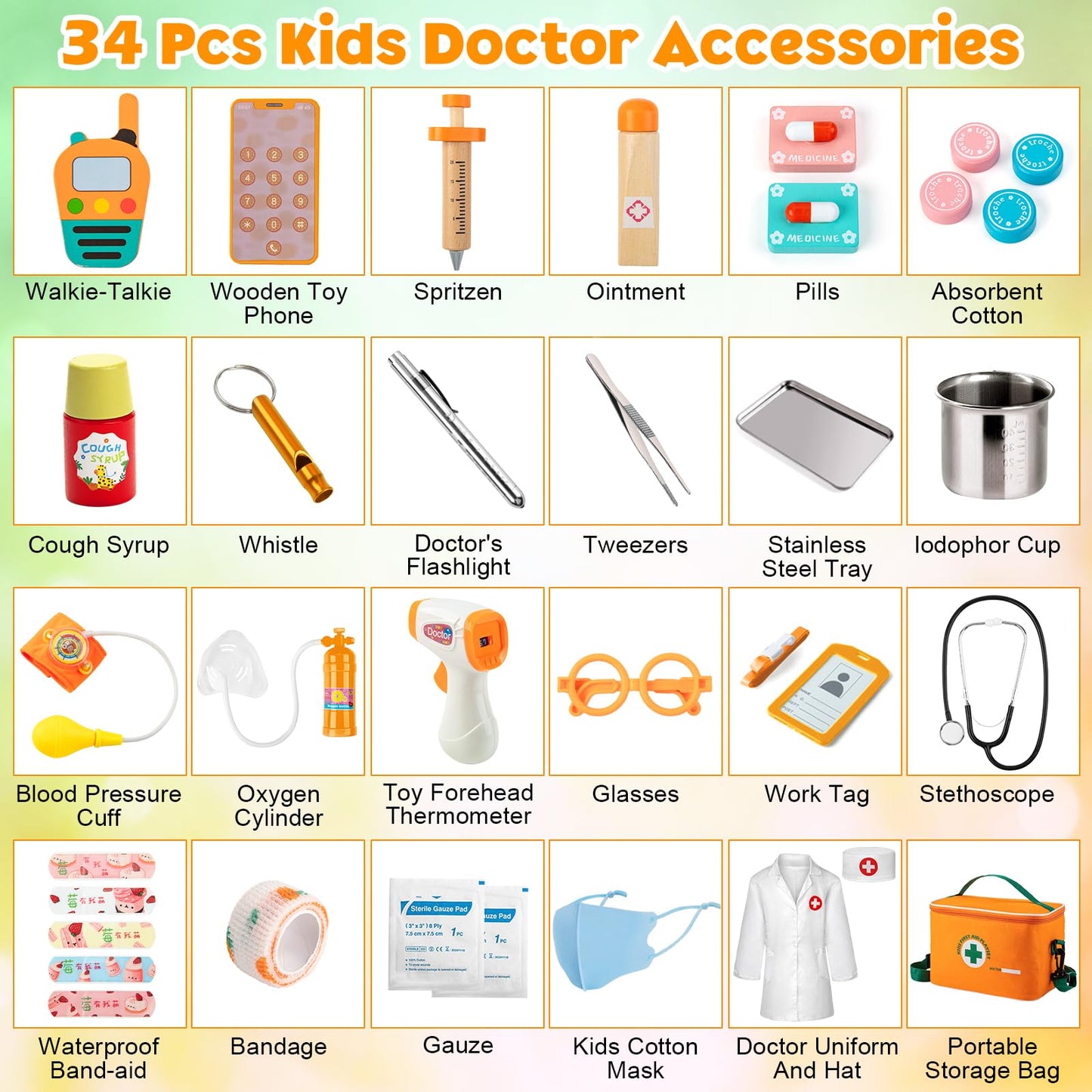 EFO SHM Doctor Kit for Kids - 34-Piece Playset with Stethoscope & Storage Bag