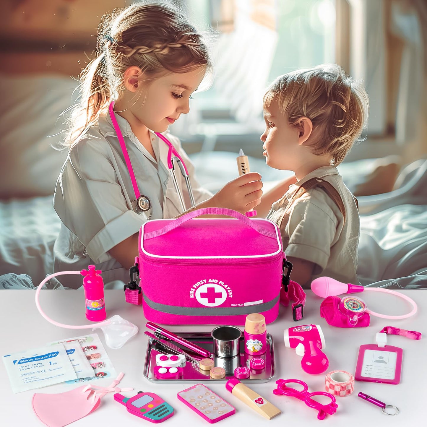EFO SHM Doctor Kit for Kids – 34-Piece Pretend Play with Real Stethoscope