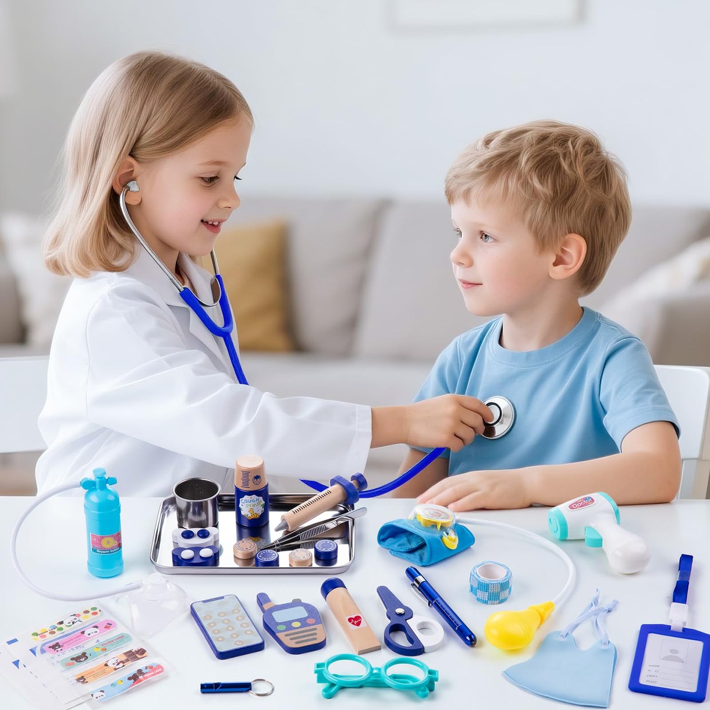 EFO SHM Doctor Kit for Kids – 35 Pcs Pretend Play Set with Realistic Heartbeat Stethoscope & Storage Bag