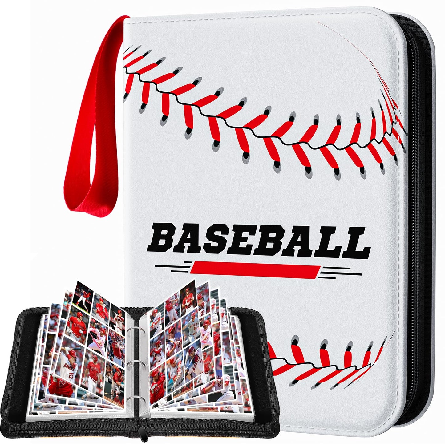 efunny Baseball Card Binder — 9-Pocket, 900-Card Capacity, Waterproof PU Leather Case
