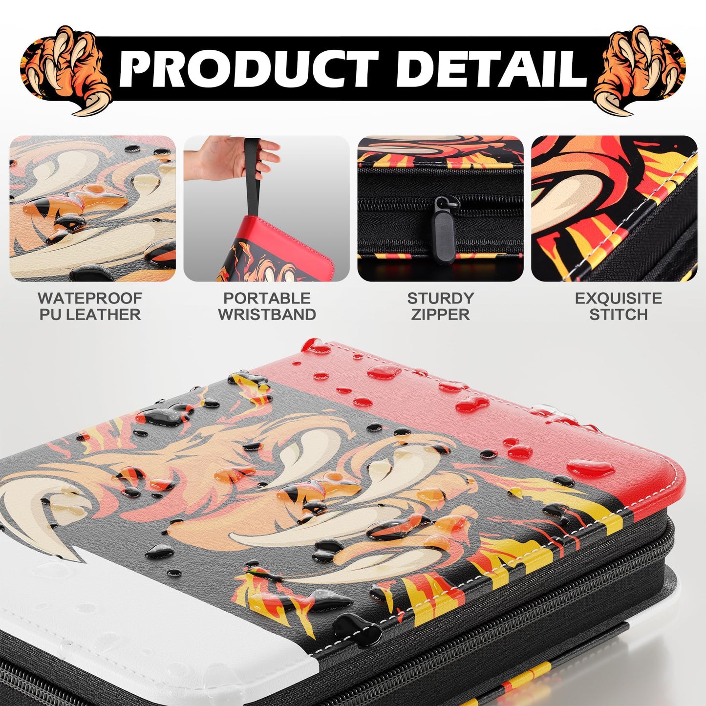 efunny Card Binder 4-Pocket: Waterproof 400-Card Holder with 50 Removable Sleeves