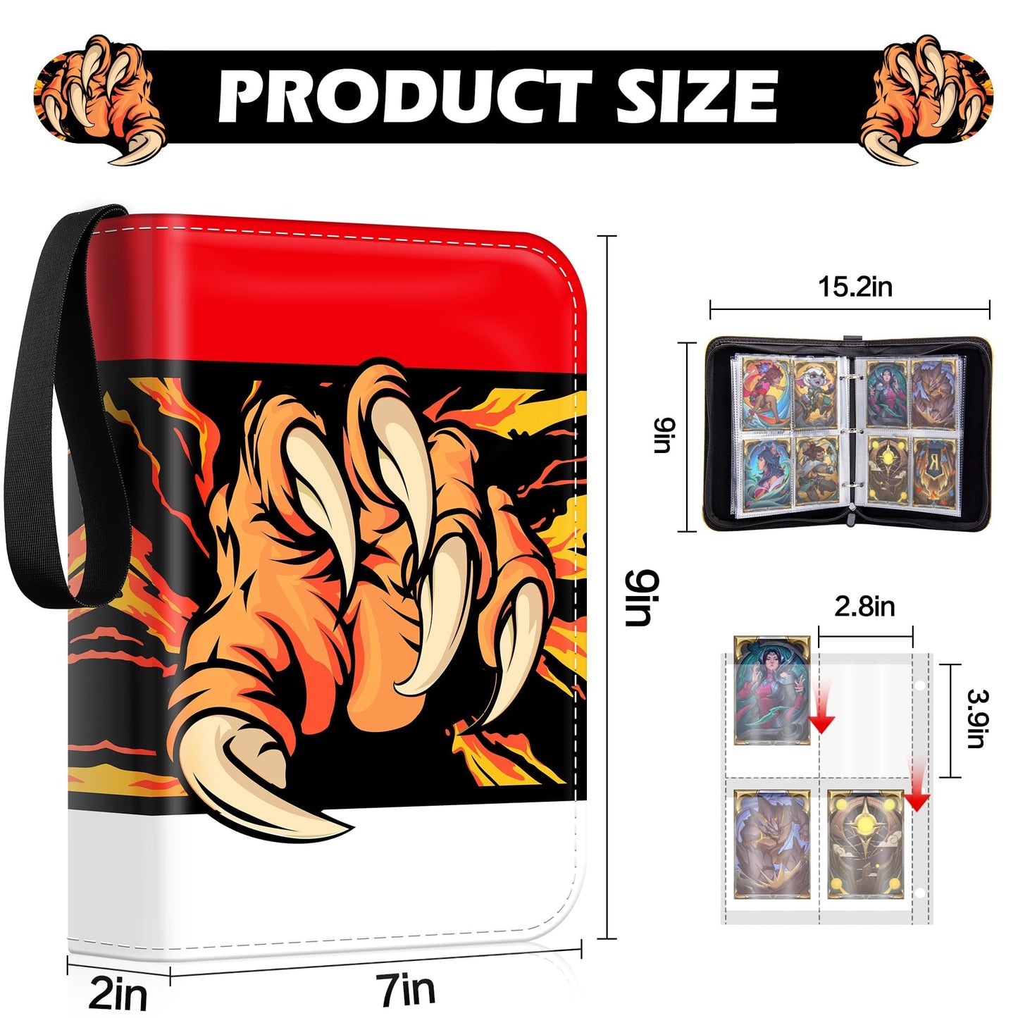 efunny Card Binder 4-Pocket: Waterproof 400-Card Holder with 50 Removable Sleeves