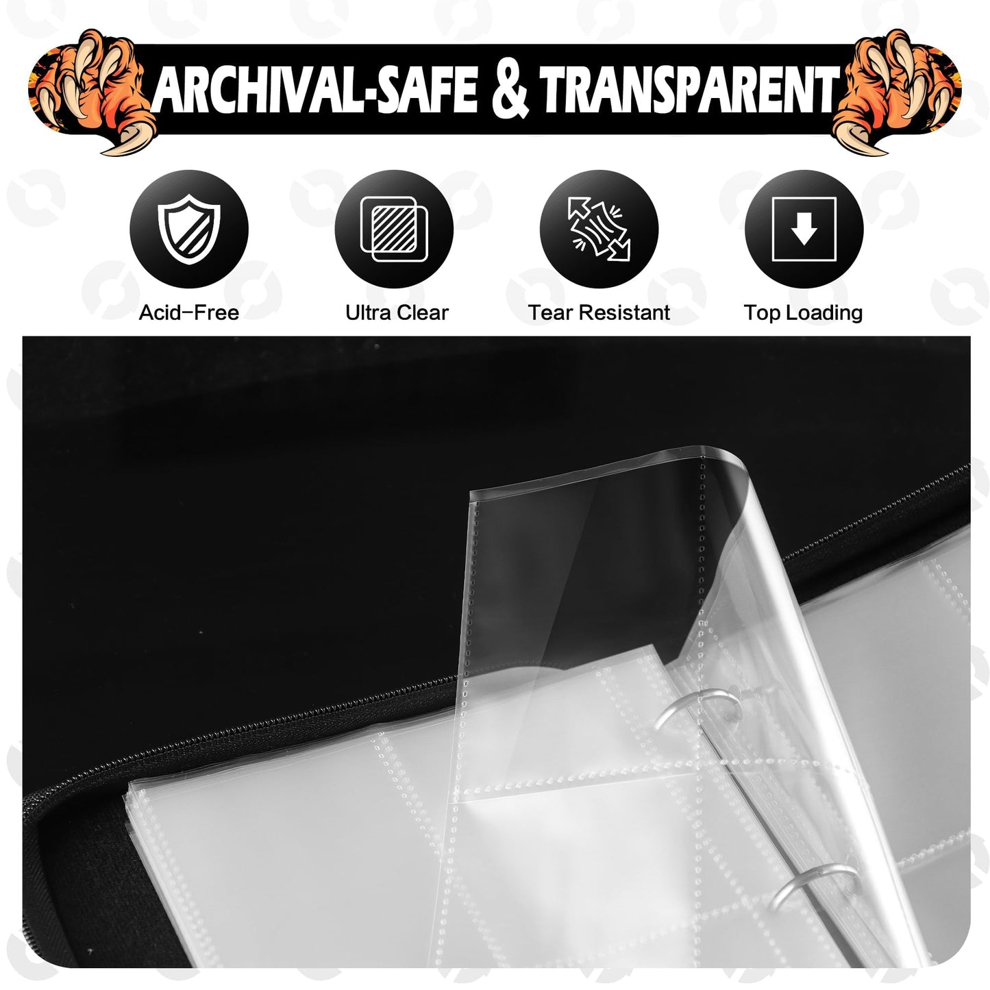 efunny Card Binder 4-Pocket: Waterproof 400-Card Holder with 50 Removable Sleeves