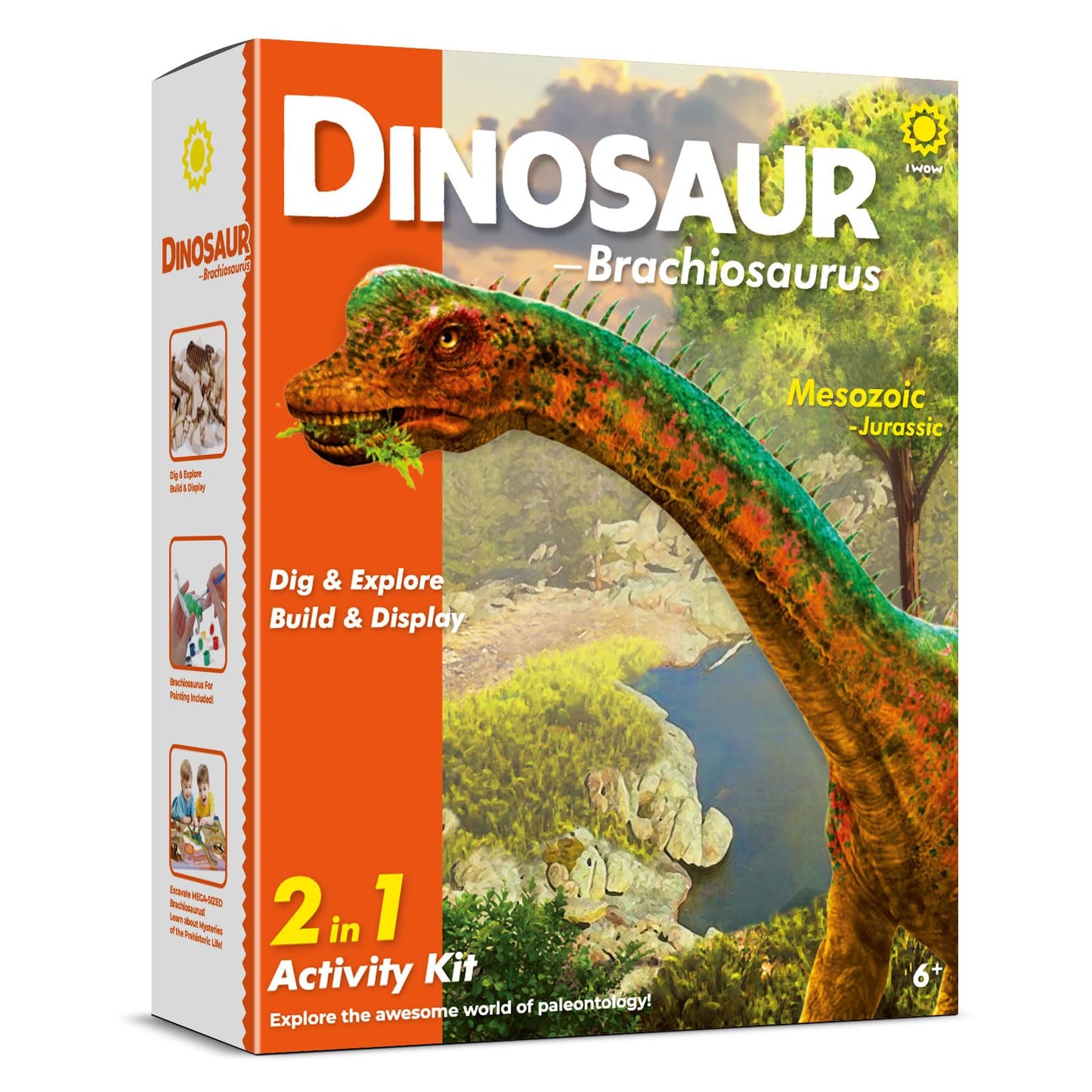 Eggbox Dinosaur Brachiosaurus 2-in-1 Dig & Build Kit – Fossil Digging & Model Display for Kids
