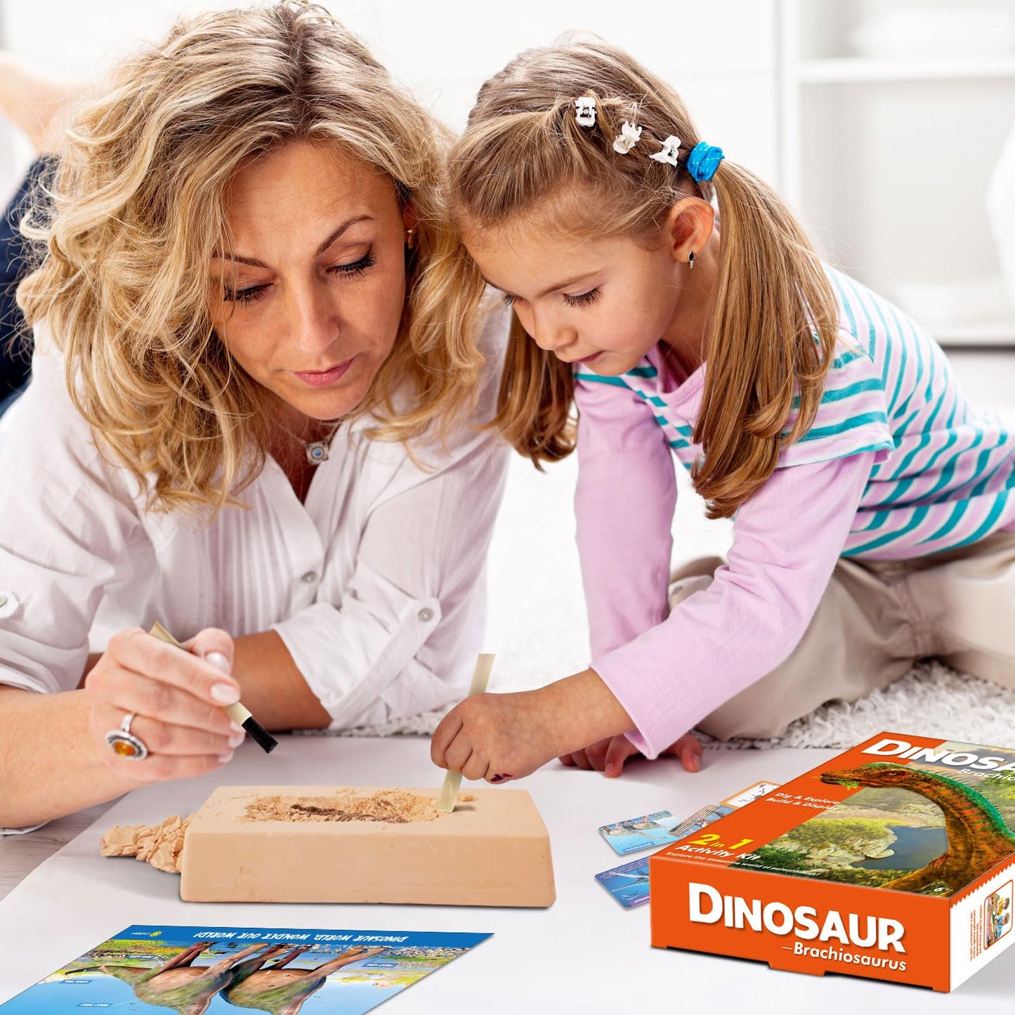 Eggbox Dinosaur Brachiosaurus 2-in-1 Dig & Build Kit – Fossil Digging & Model Display for Kids