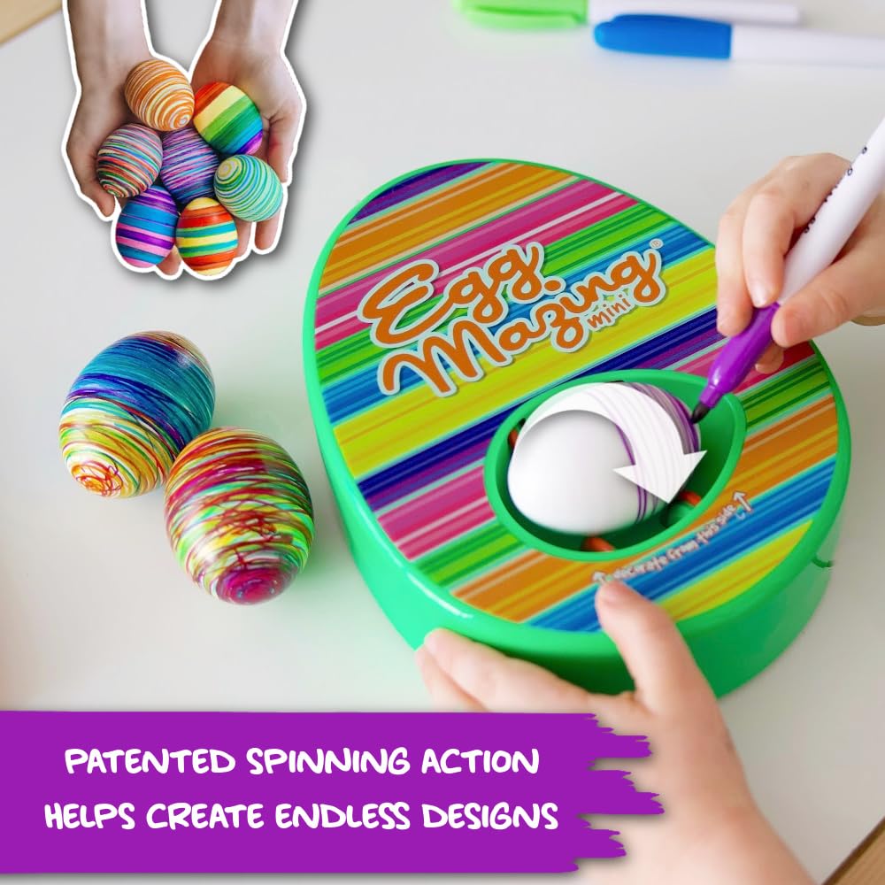 Eggmazing Mini Egg Decorator Kit | Spinner + 6 Markers | Mess-Free Egg Decorating for Ages 3+