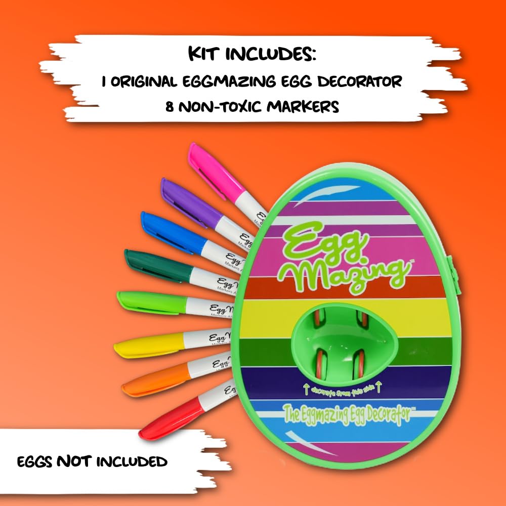 Eggmazing Egg Decorator Kit with Spinner & 8 Markers | Arts & Crafts for Ages 3+