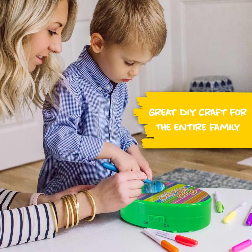 Eggmazing Mini Egg Decorator Kit | Spinner + 6 Markers | Mess-Free Egg Decorating for Ages 3+