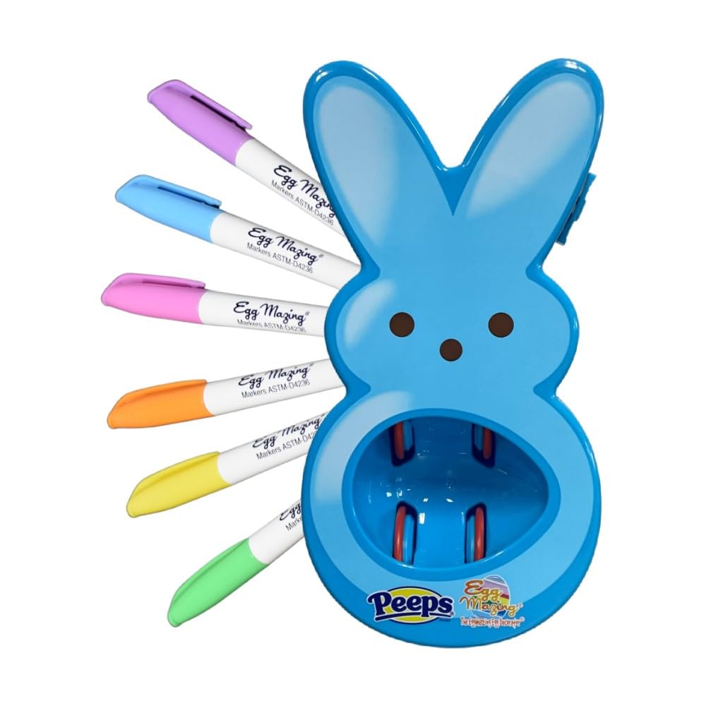 The Eggmazing Egg Decorator - Peeps Bunny Kit with 6 Quick-Dry Markers