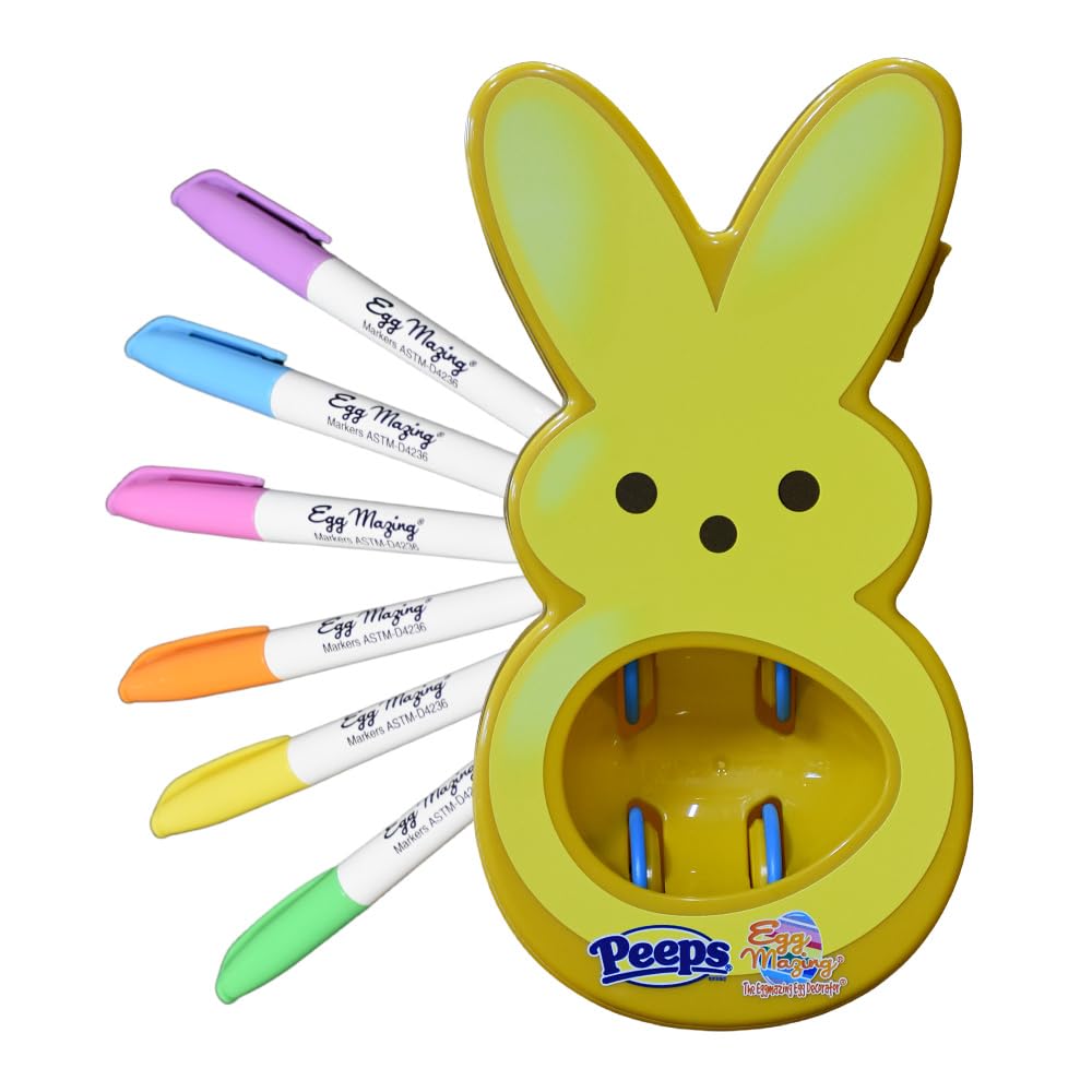 Eggmazing Egg Decorator – Peeps Bunny Craft Kit with 6 Quick-Dry Non-Toxic Markers (Ages 3 and Up)
