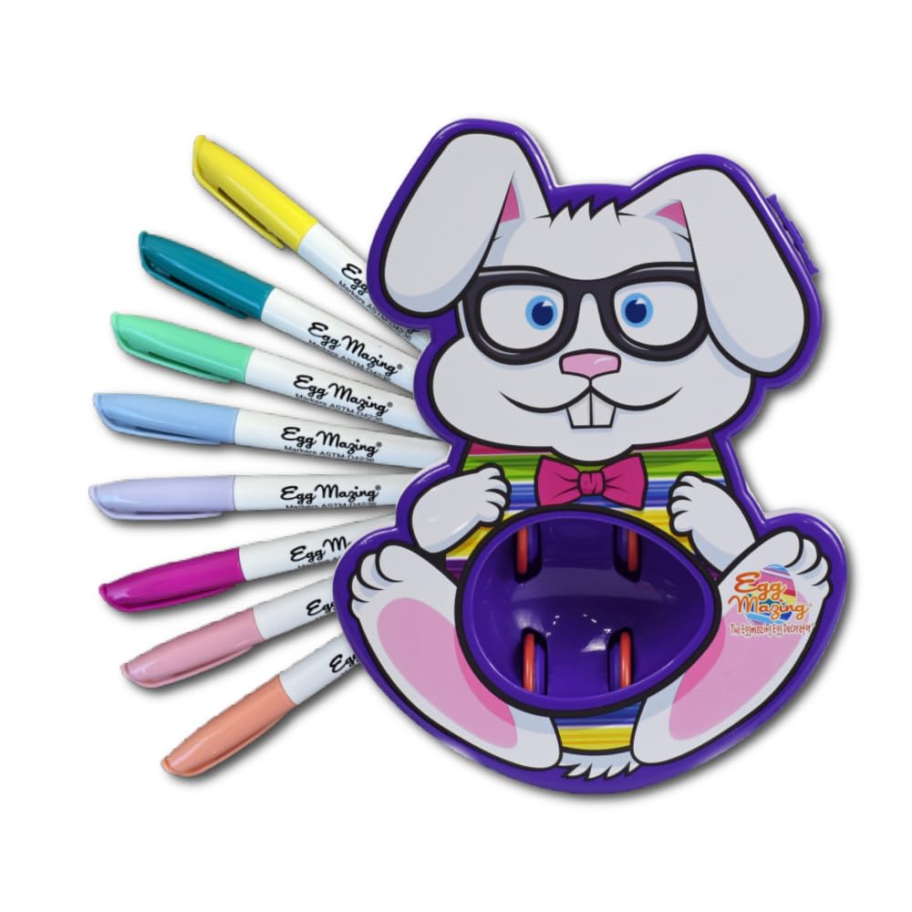 The Eggmazing Egg Decorator Kit – Bunny Spinner with 8 Quick-Dry Markers (Packaging May Vary)