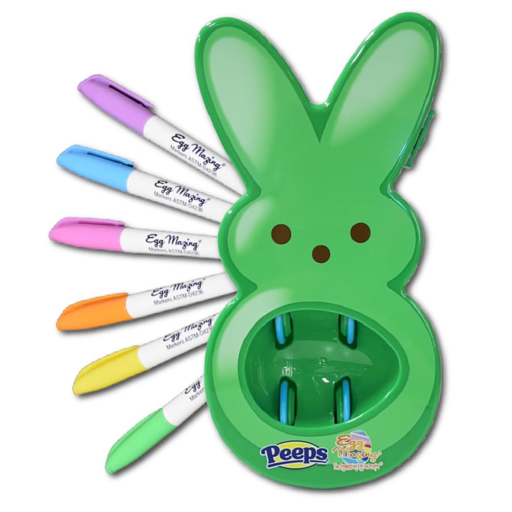The Eggmazing Egg Decorator - Peeps Bunny Kit with 6 Markers (Ages 3+)