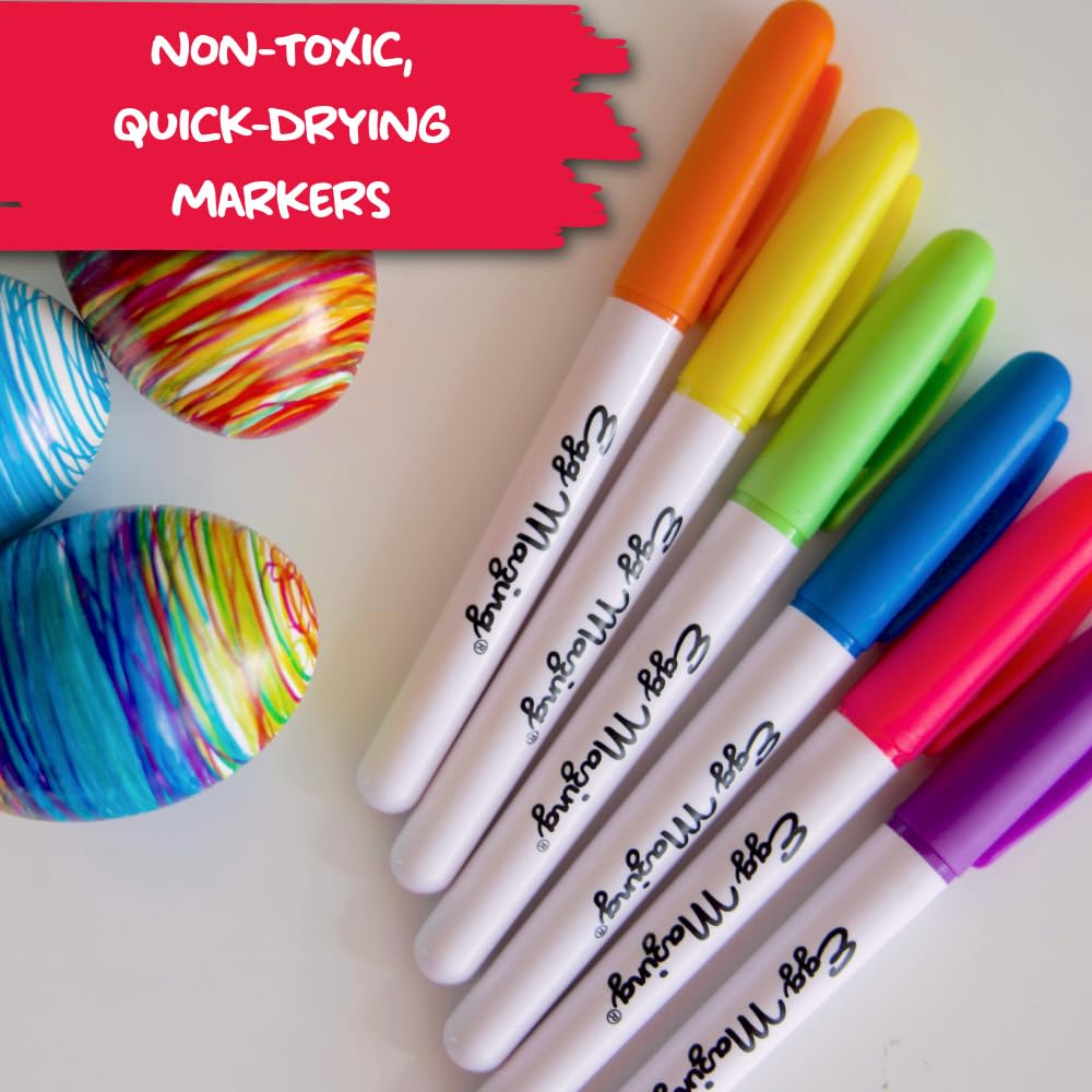 Eggmazing Mini Egg Decorator Kit | Spinner + 6 Markers | Mess-Free Egg Decorating for Ages 3+