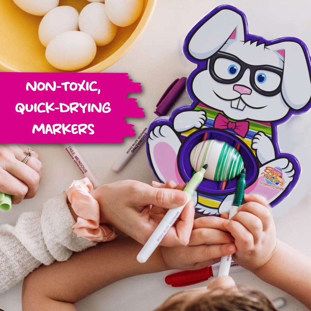 The Eggmazing Egg Decorator Kit – Bunny Spinner with 8 Quick-Dry Markers (Packaging May Vary)