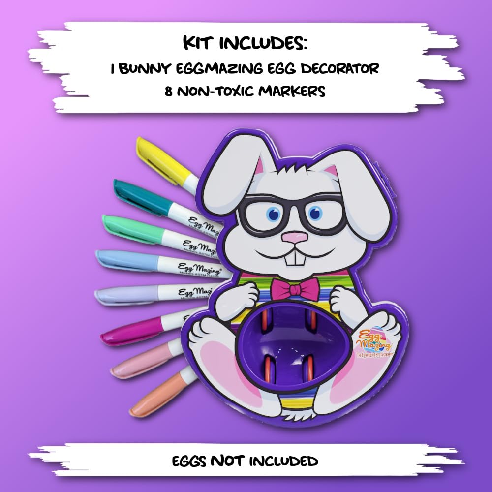 The Eggmazing Egg Decorator Kit – Bunny Spinner with 8 Quick-Dry Markers (Packaging May Vary)