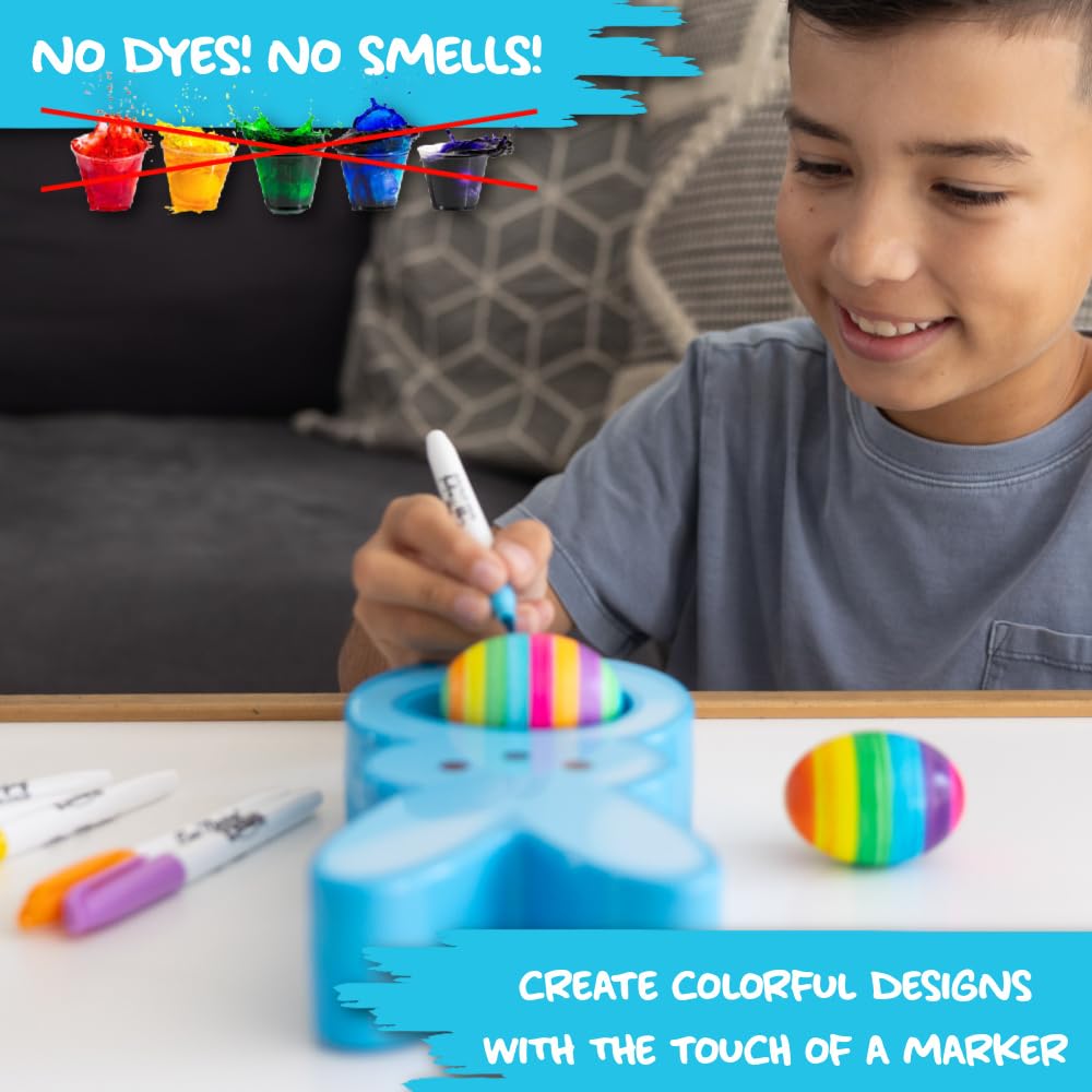 The Eggmazing Egg Decorator - Peeps Bunny Kit with 6 Quick-Dry Markers