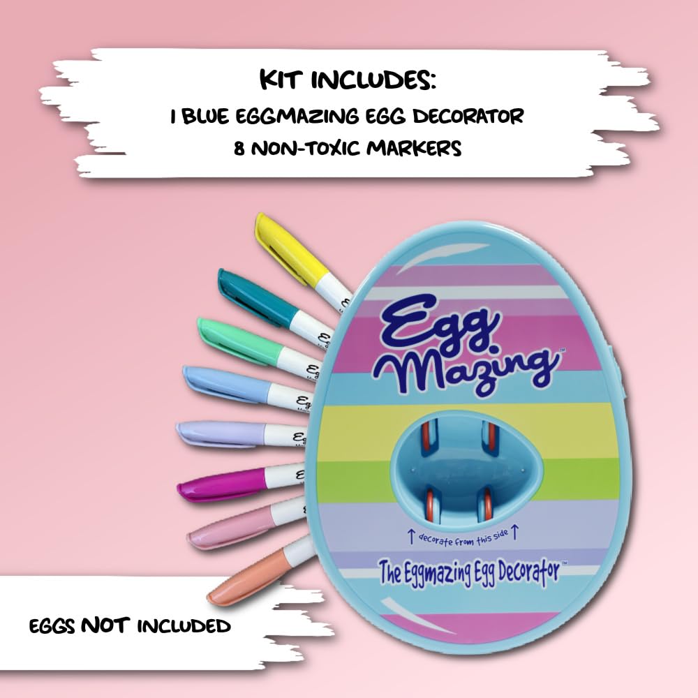 Eggmazing Egg Decorator Kit: Spinner & 8 Non-Toxic Markers for Mess-Free Egg Decorating