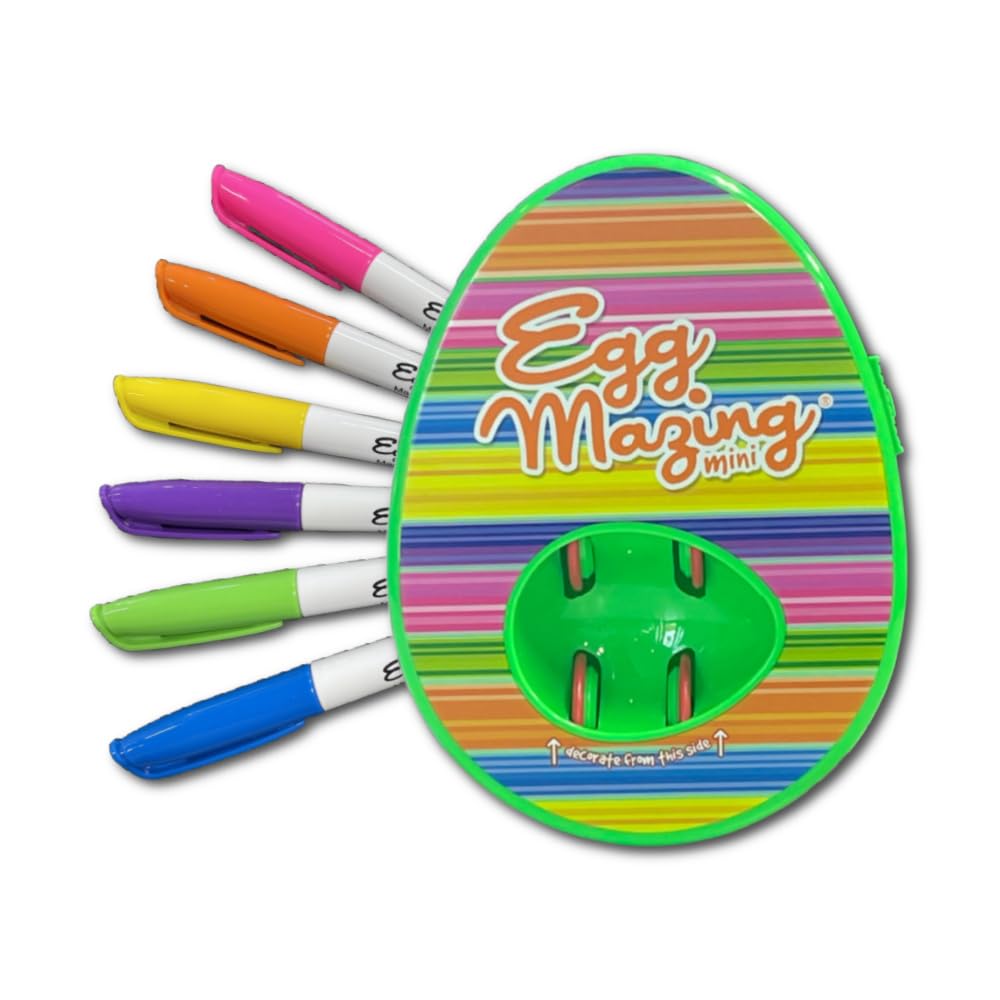 Eggmazing Mini Egg Decorator Kit | Spinner + 6 Markers | Mess-Free Egg Decorating for Ages 3+