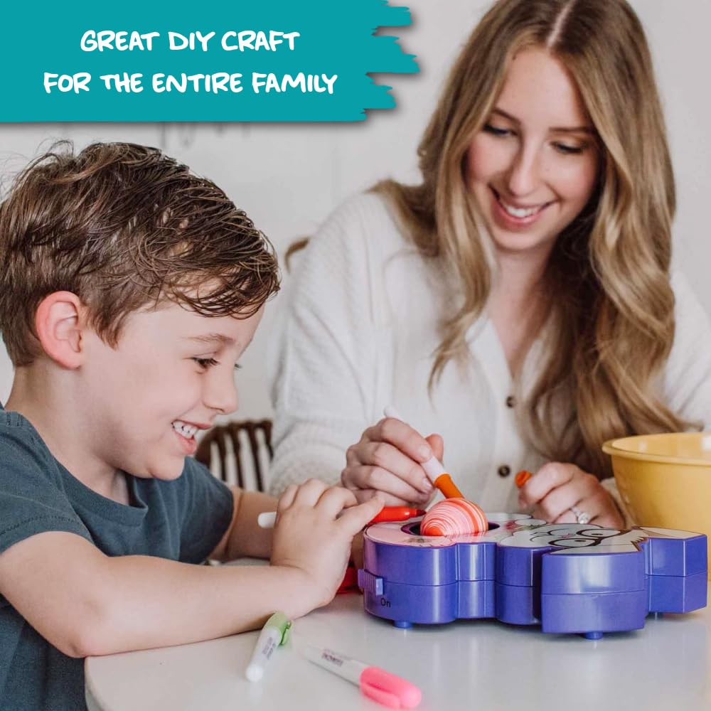 The Eggmazing Egg Decorator Kit – Bunny Spinner with 8 Quick-Dry Markers (Packaging May Vary)