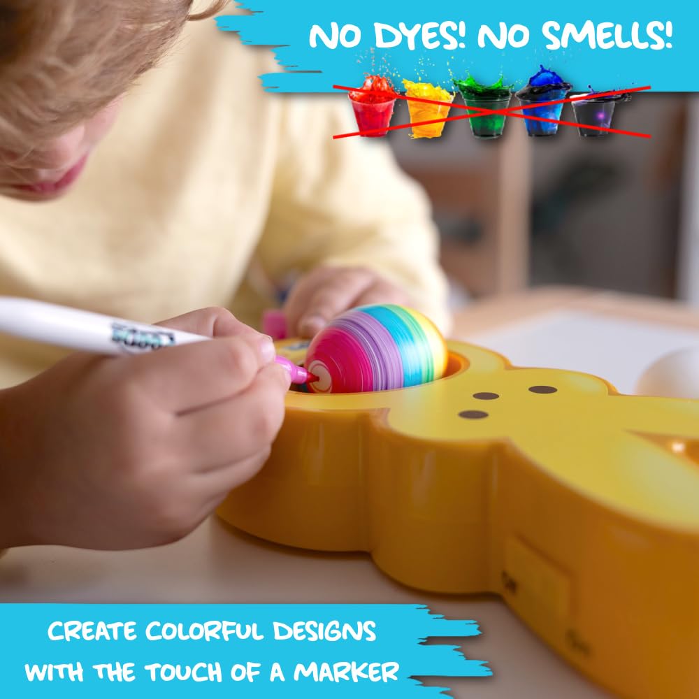 Eggmazing Egg Decorator – Peeps Bunny Craft Kit with 6 Quick-Dry Non-Toxic Markers (Ages 3 and Up)