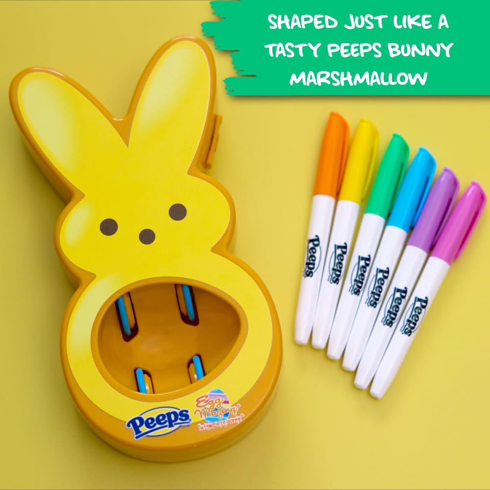 Eggmazing Egg Decorator – Peeps Bunny Craft Kit with 6 Quick-Dry Non-Toxic Markers (Ages 3 and Up)