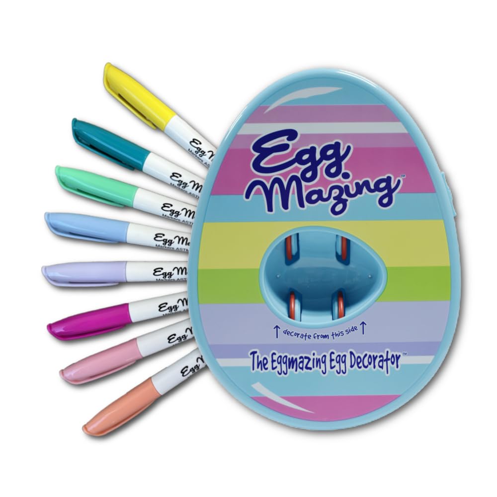 Eggmazing Egg Decorator Kit: Spinner & 8 Non-Toxic Markers for Mess-Free Egg Decorating